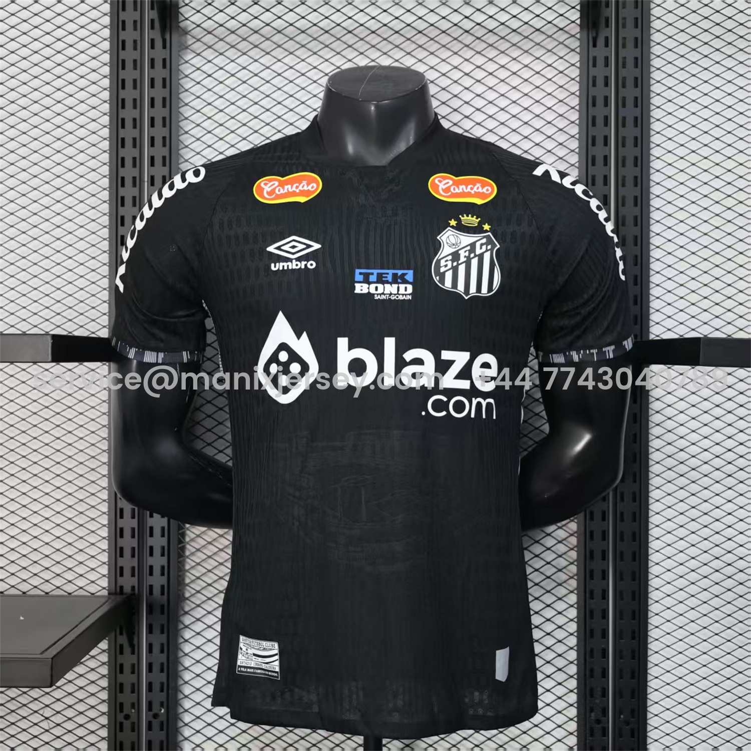 ManixJersey.com | Santos 2025-26 Goalkeeper 2 Black Jersey With Sponsors - Player Version -Customize Name, Number and Patch | Worldwide Shipping