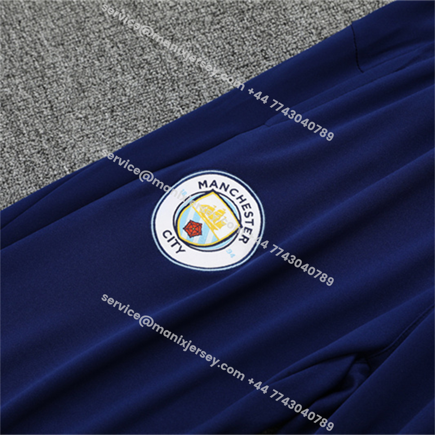ManixJersey.com | Manchester City 25-26 Long Sleeve Training Set -Light Blue Top & Deep Blue Pants -Customize Name, Number and Patch | Worldwide Shipping
