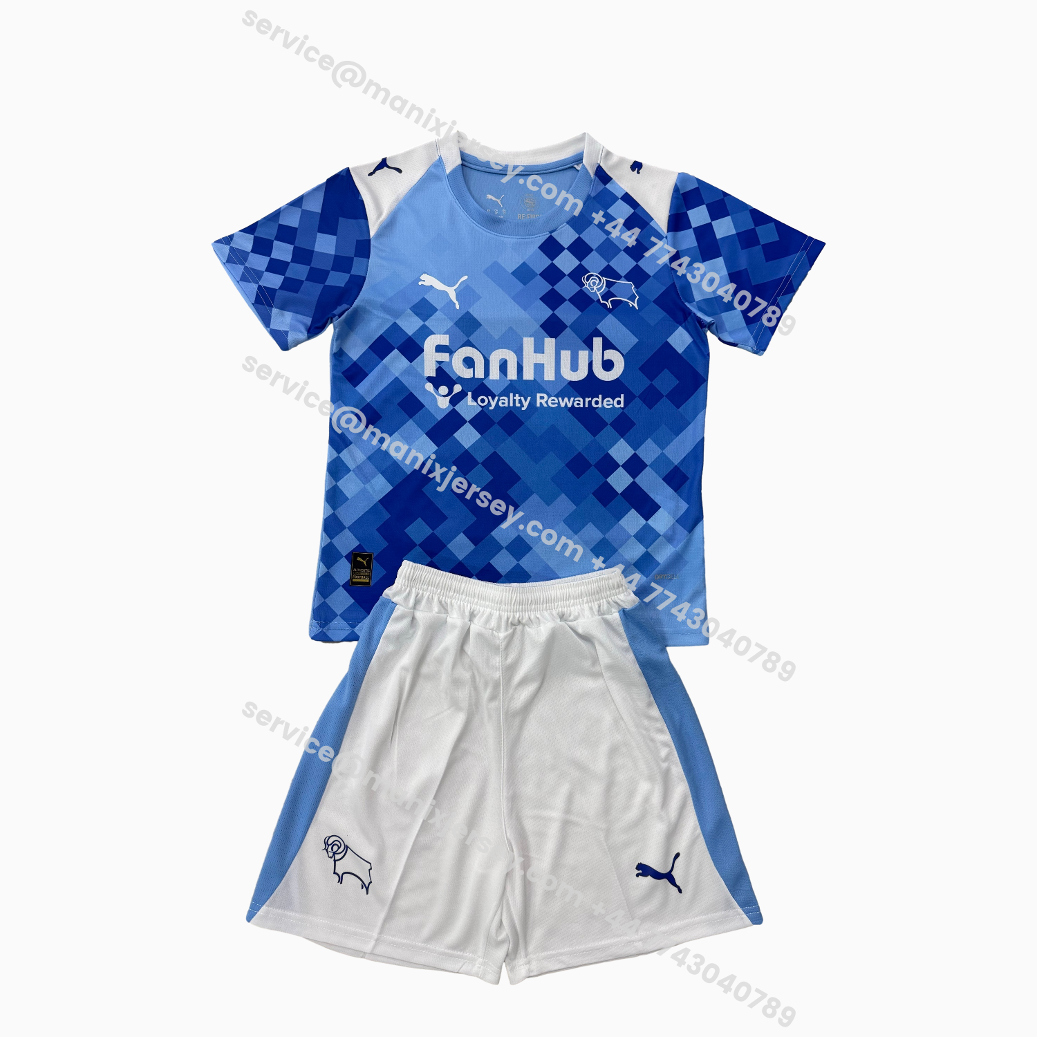 ManixJersey.com | Derby County 25-26 Third Blue Men's Adult Jersey Set - Fans Version -Customize Name, Number and Patch | Worldwide Shipping