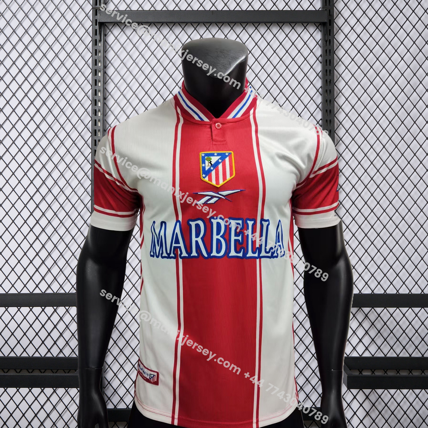 ManixJersey.com | Retro Atletico Madrid 99-00 Home Jersey - Player Version -Customize Name, Number and Patch | Worldwide Shipping