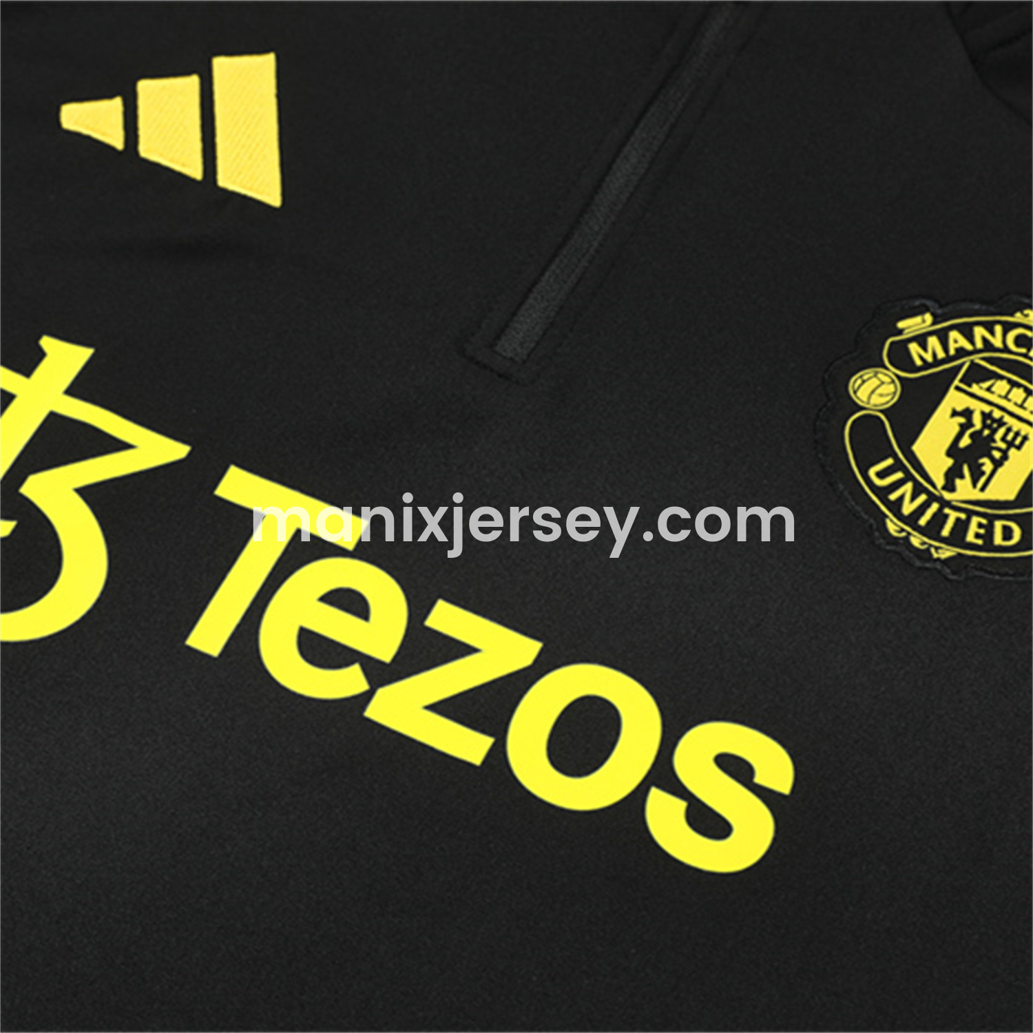 ManixJersey.com | Manchester United 25-26 Kid Long Sleeves Training Set - Black Top & Black Pants -Customize Name, Number and Patch | Worldwide Shipping