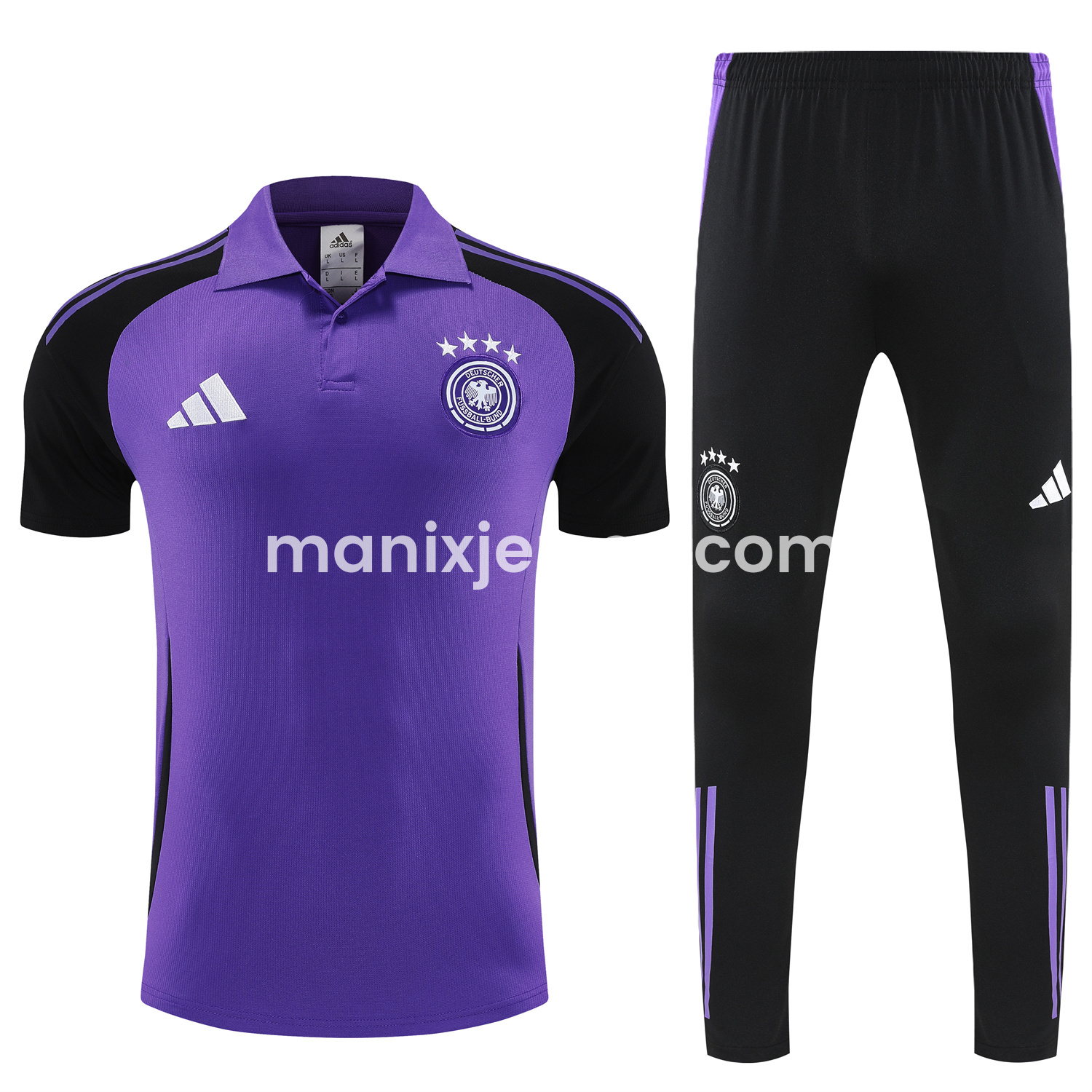 ManixJersey.com | Germany 25-26 POLO Short-Sleeve Training Set - Purple Top Black Pants -Customize Name, Number and Patch | Worldwide Shipping