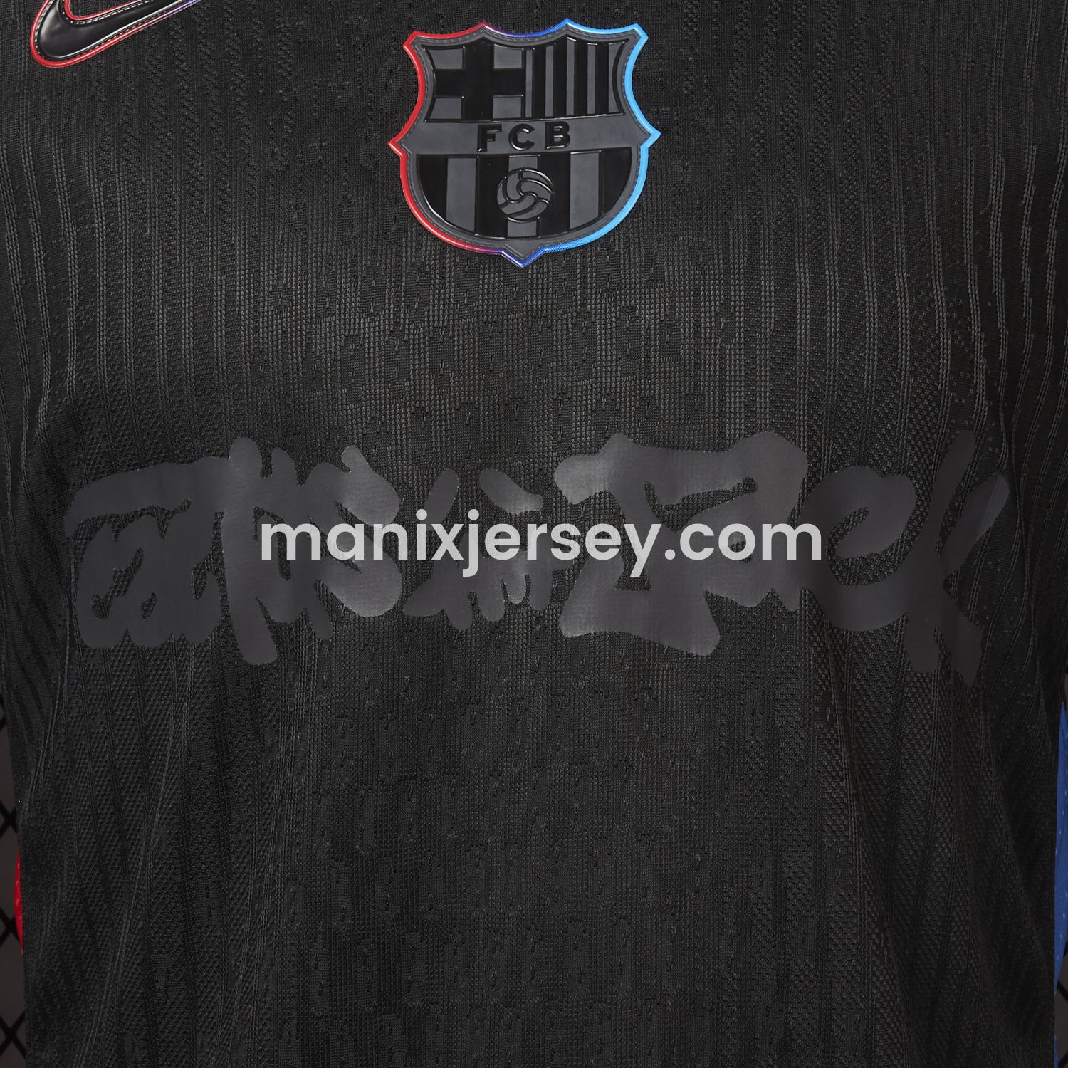ManixJersey.com | 【New】Barcelona x Travis Scott 24-25 Away Pure Black Jersey - Player Version -Customize Name, Number and Patch | Worldwide Shipping