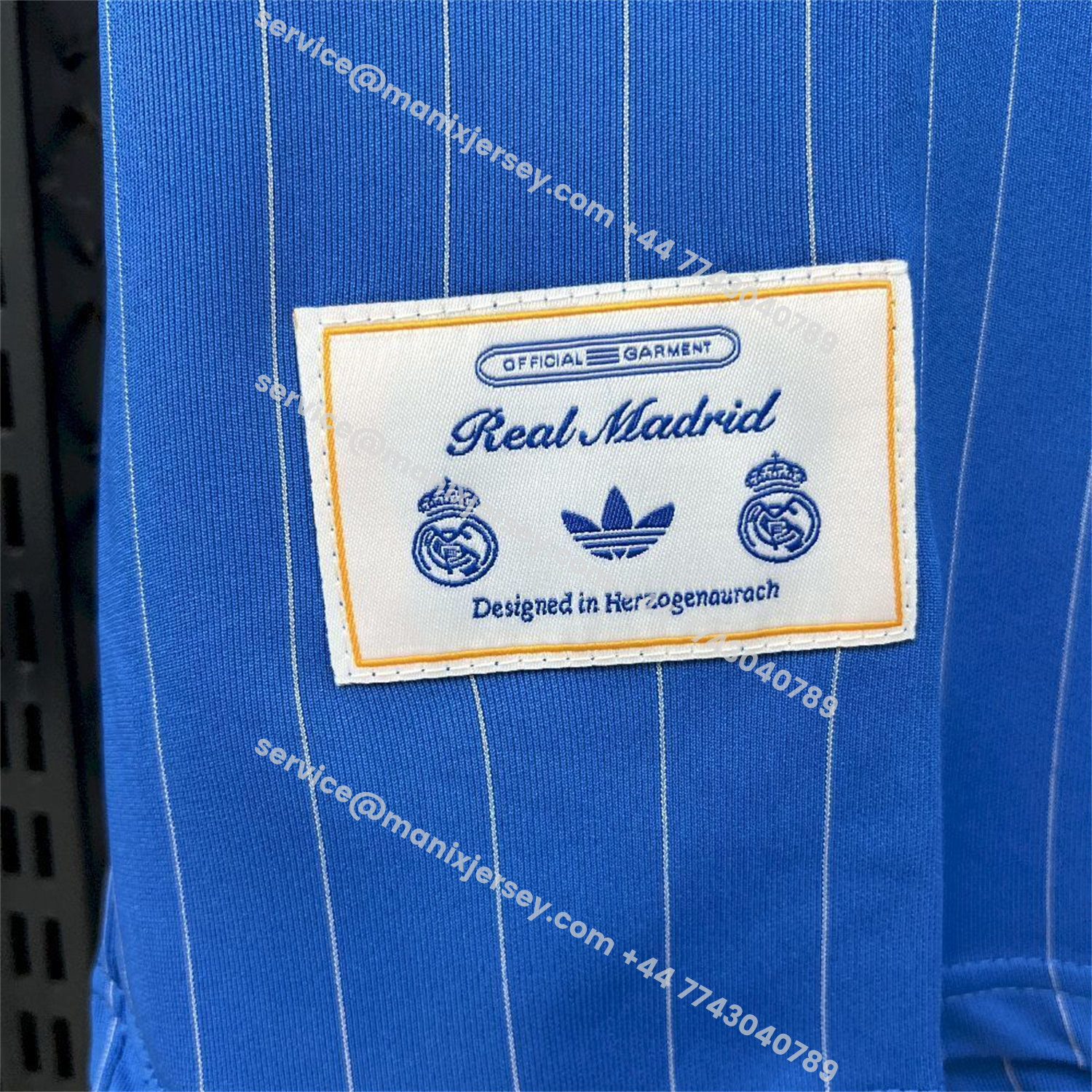 ManixJersey.com | Real Madrid 25-26 Trefoil White Lines Blue Travel Jersey - Fans Version -Customize Name, Number and Patch | Worldwide Shipping