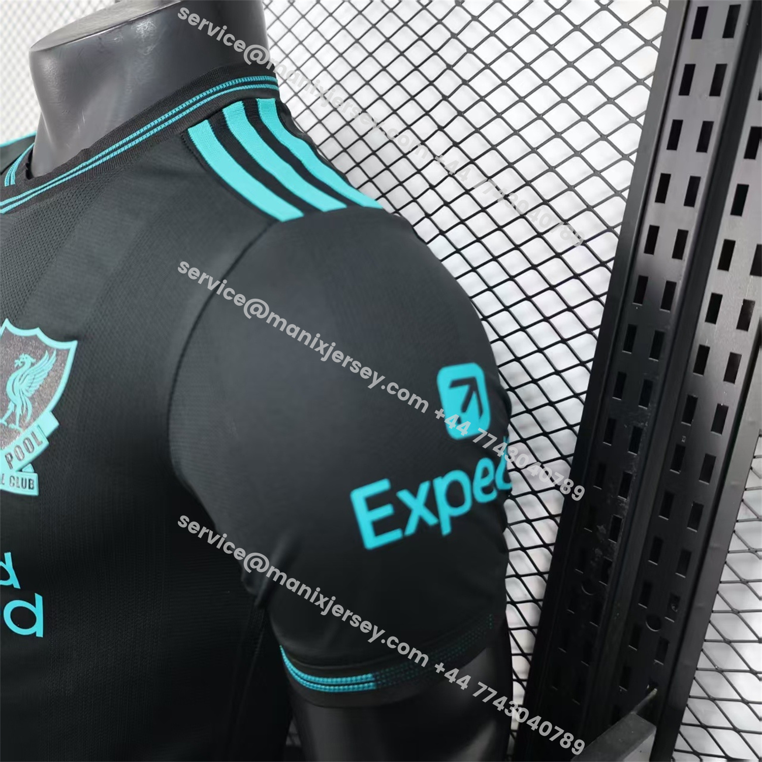 ManixJersey.com | Liver.pool 25-26 Black Special Cyan Sponsor Jersey - Player Version -Customize Name, Number and Patch | Worldwide Shipping