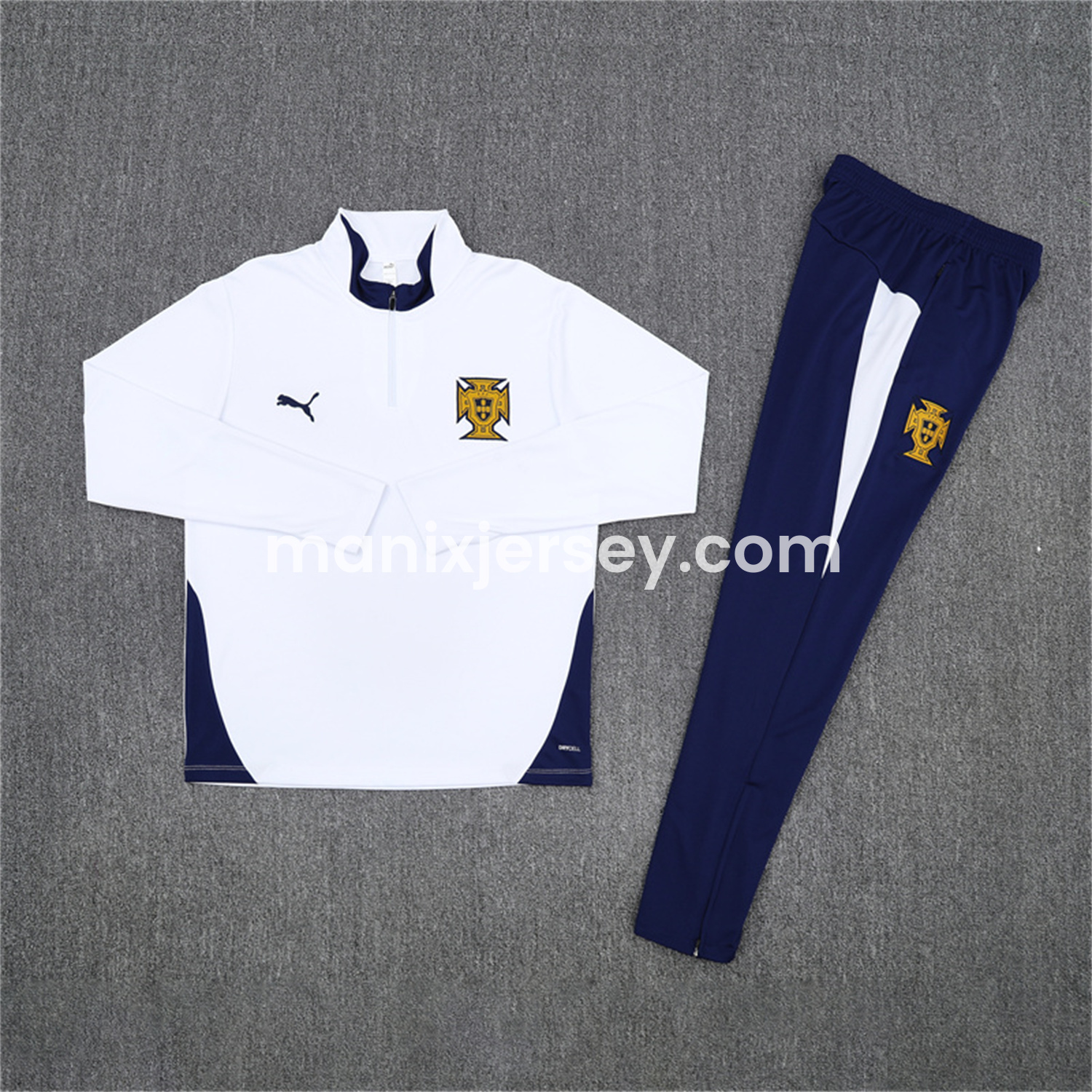 ManixJersey.com | Portugal 25-26 Kids Long Sleeve Training Set - White -Customize Name, Number and Patch | Worldwide Shipping