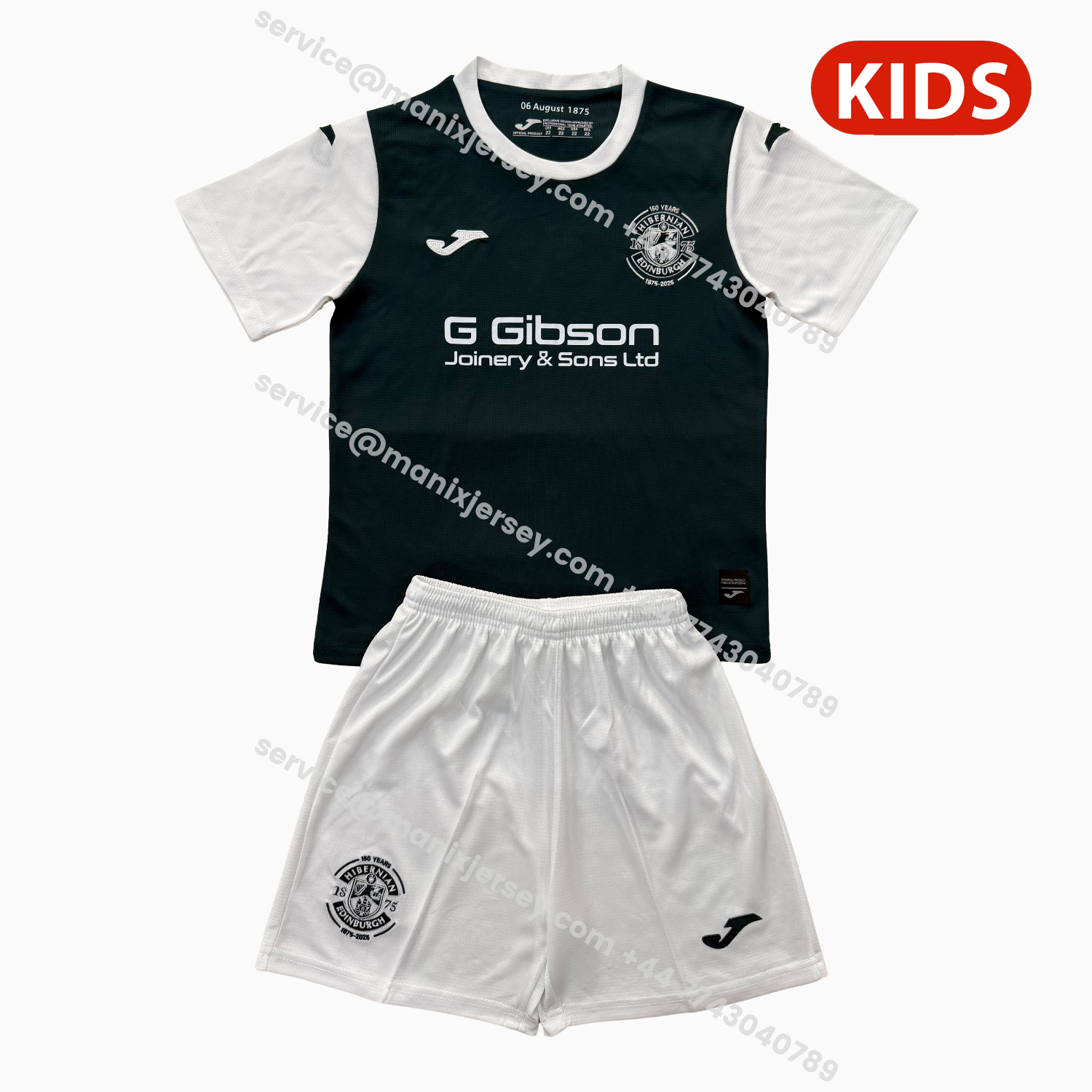 ManixJersey.com | Hibernian 25-26 Home Kids Kit -Customize Name, Number and Patch | Worldwide Shipping