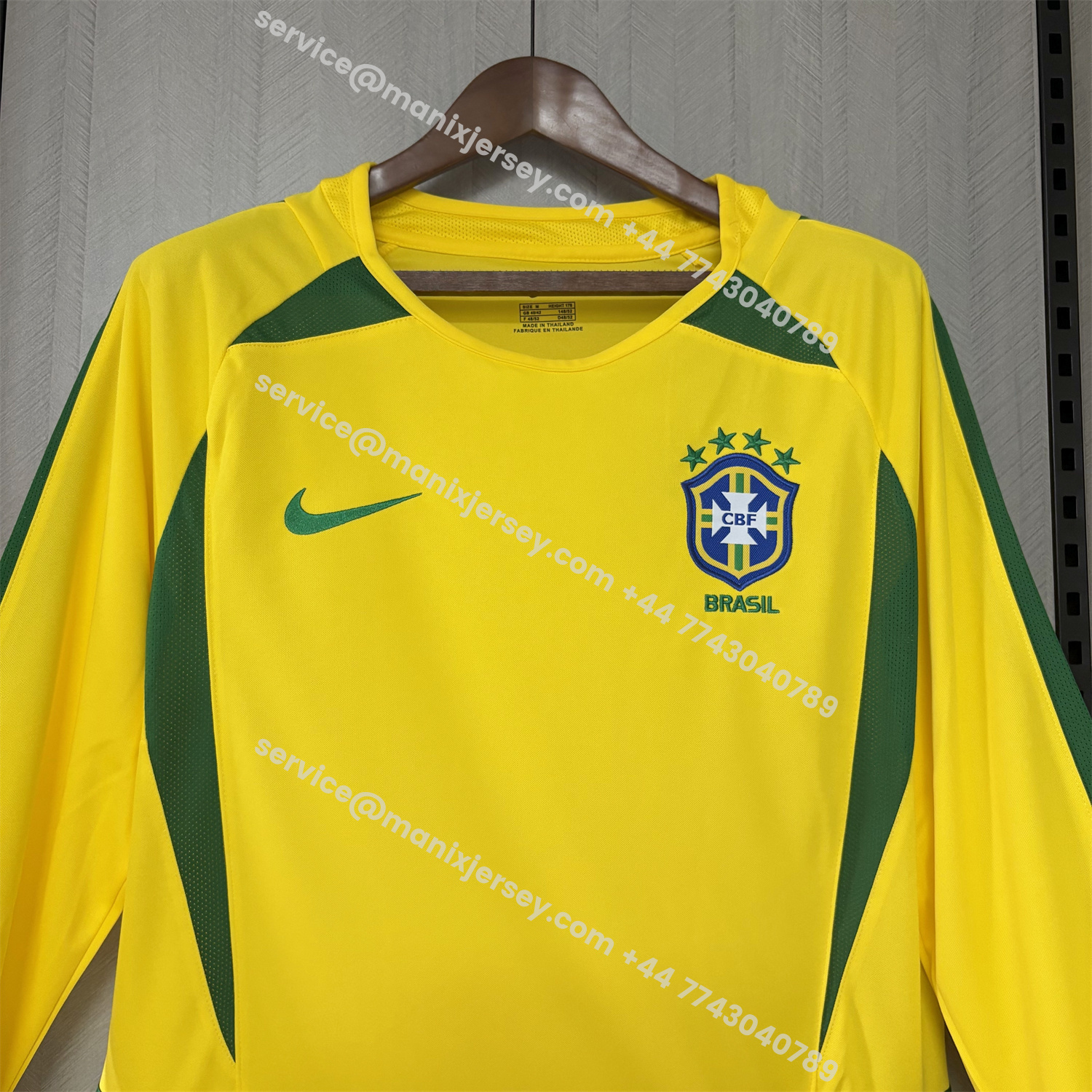 ManixJersey.com | Retro Brazil 2002 Home Long Sleeves Jersey -Customize Name, Number and Patch | Worldwide Shipping