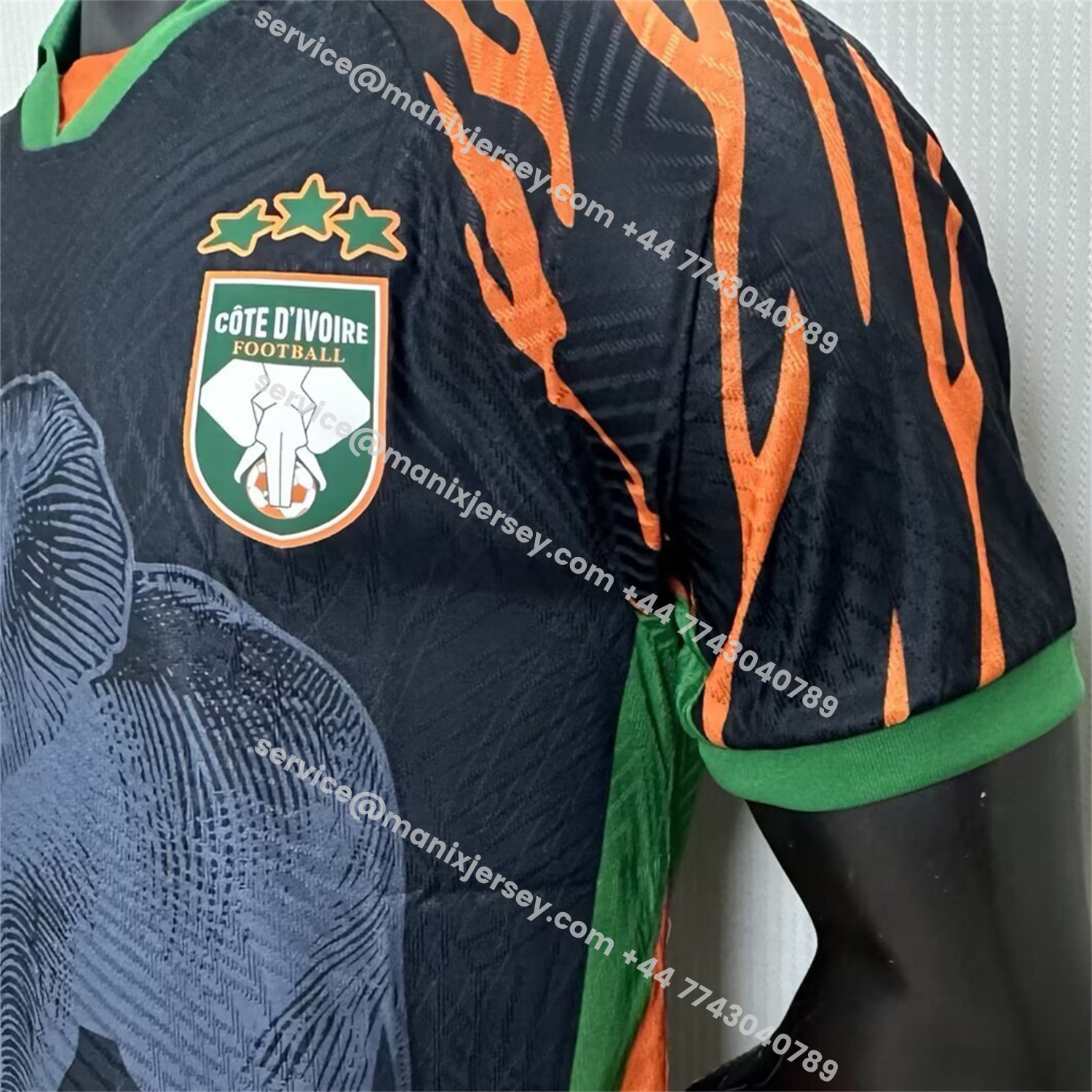 ManixJersey.com | Ivory Coast 25-26 Elephant And Kid Black Jersey - Player Version -Customize Name, Number and Patch | Worldwide Shipping