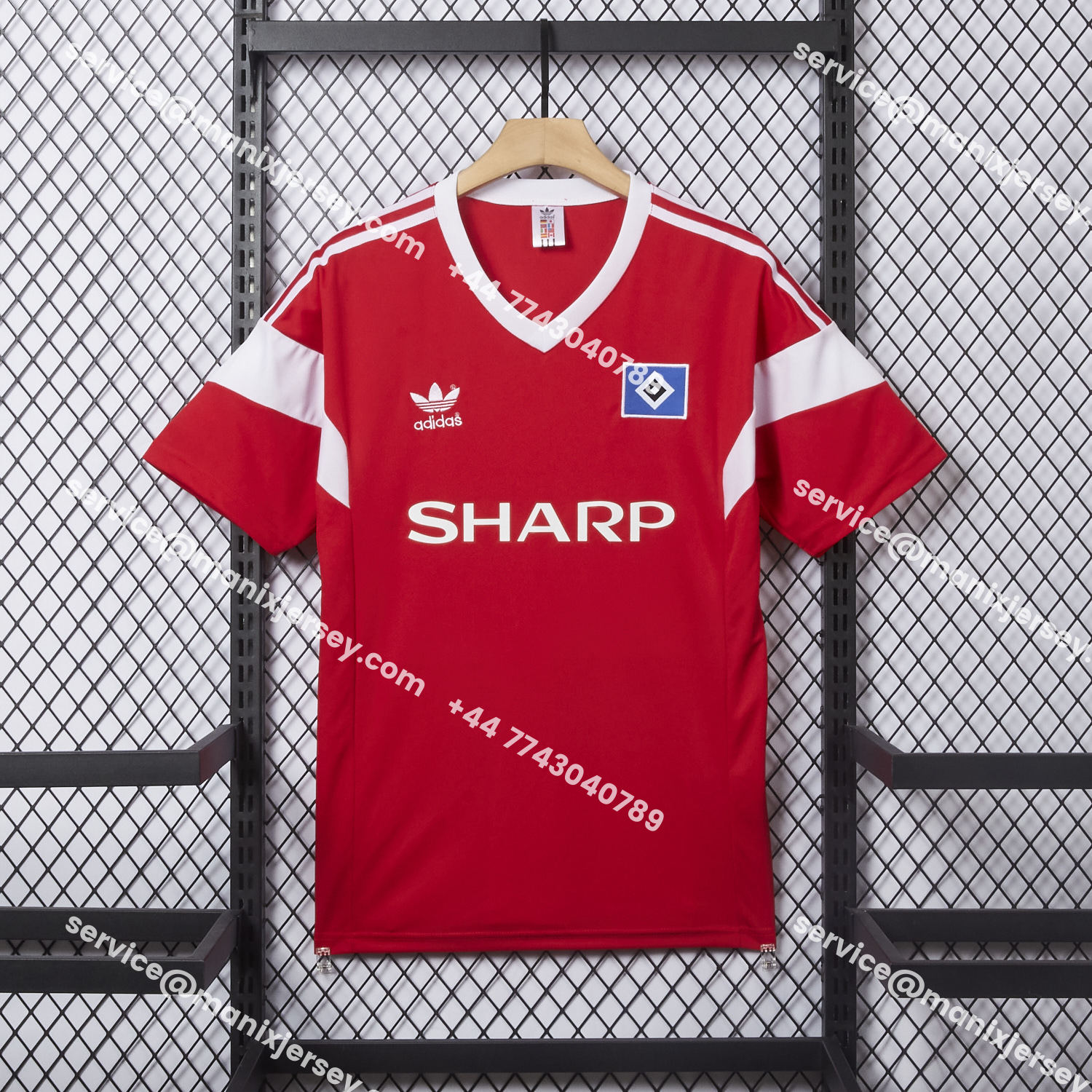 ManixJersey.com | Retro Hamburger SV 1988 Away Red Jersey -Customize Name, Number and Patch | Worldwide Shipping