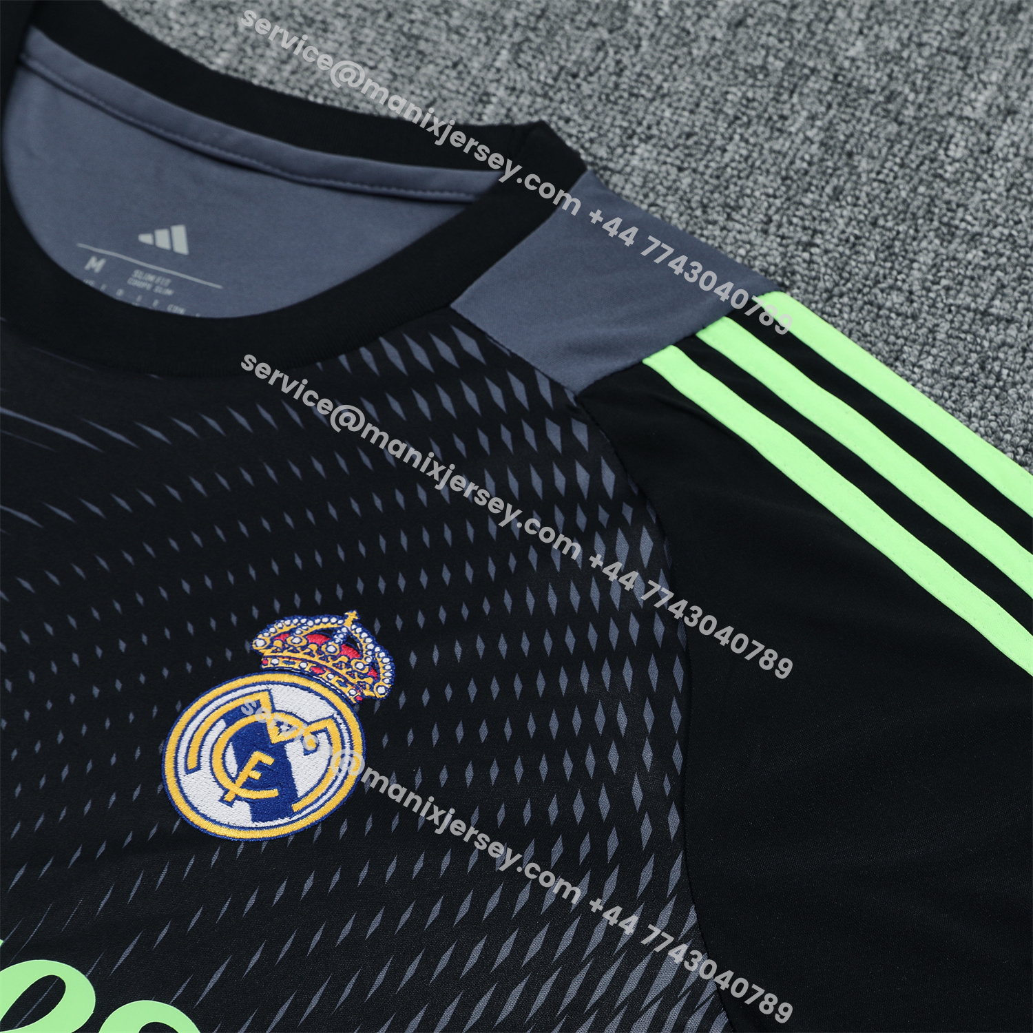 ManixJersey.com | Real Madrid 25-26 Long-Sleeve Training Set - Deep Gray Top & Gray Shorts -Customize Name, Number and Patch | Worldwide Shipping