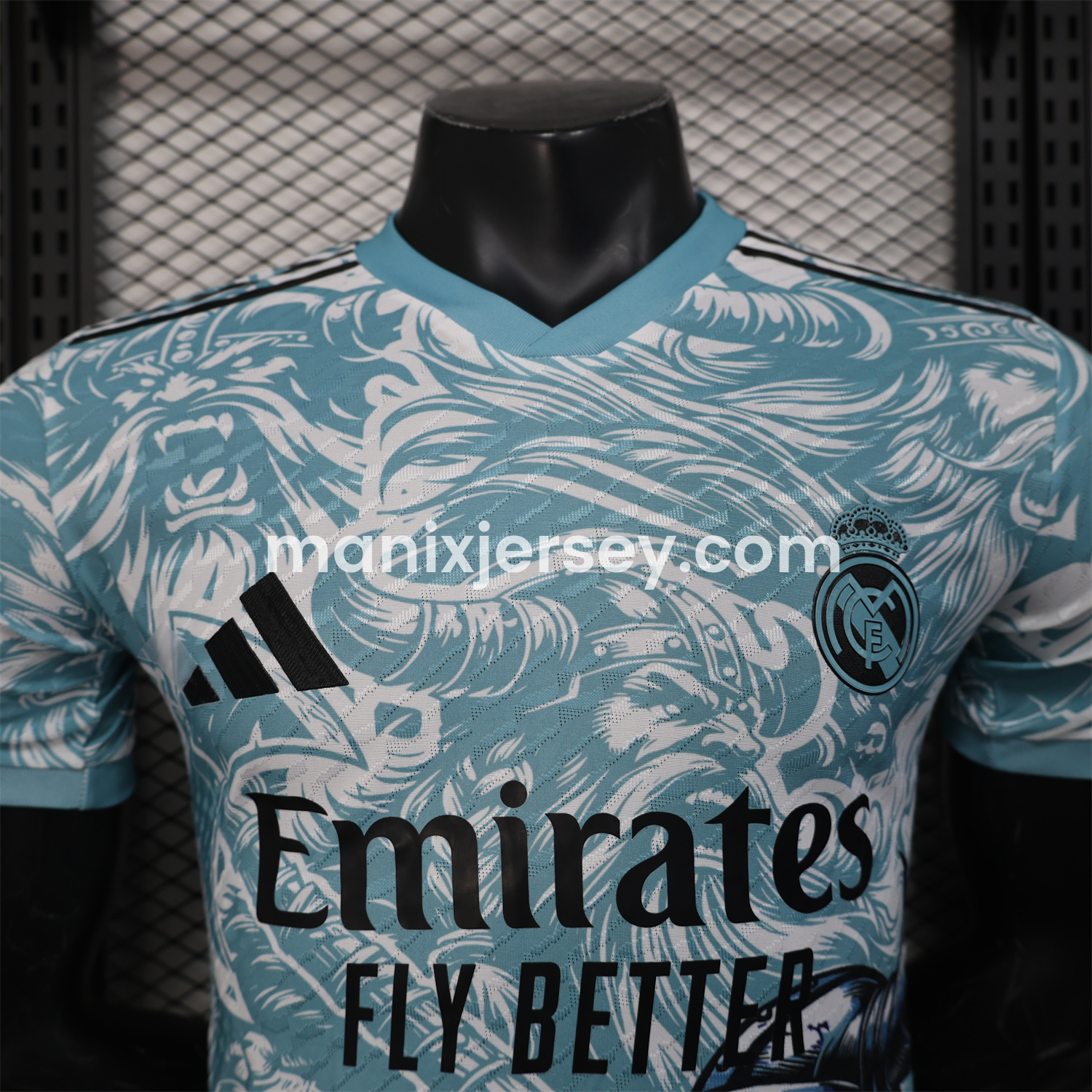 ManixJersey.com | Real Madrid 25-26 Blue Viking Roar Special Edition Jersey - Player Version -Customize Name, Number and Patch | Worldwide Shipping