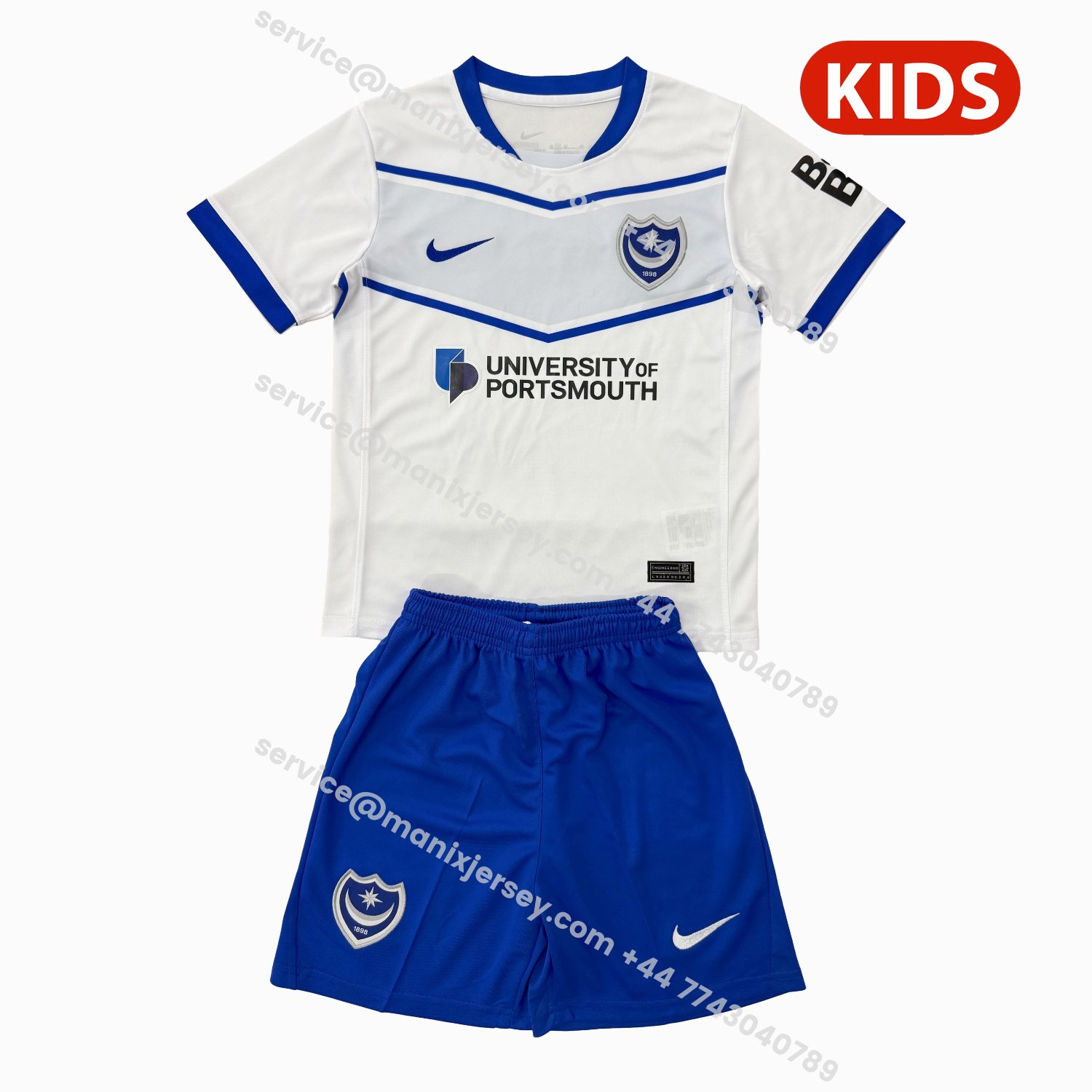 ManixJersey.com | Portsmouth 25-26 Away Kids Kit -Customize Name, Number and Patch | Worldwide Shipping