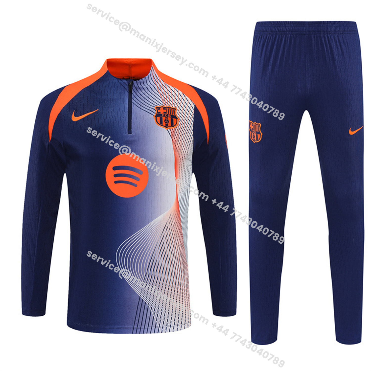 ManixJersey.com | Barcelona 25-26 Long Sleeve Training Set - Red Blue Line Top & Blue Pants -Customize Name, Number and Patch | Worldwide Shipping