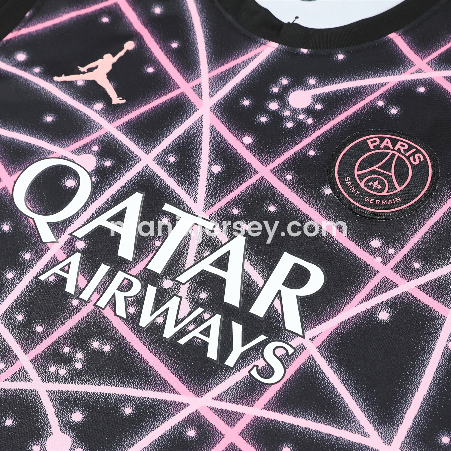 ManixJersey.com | Paris Saint-Germain PSG 25-26 Vest Training Set - Pink Fluorescent Rays Black Vest & Black Shorts -Customize Name, Number and Patch | Worldwide Shipping