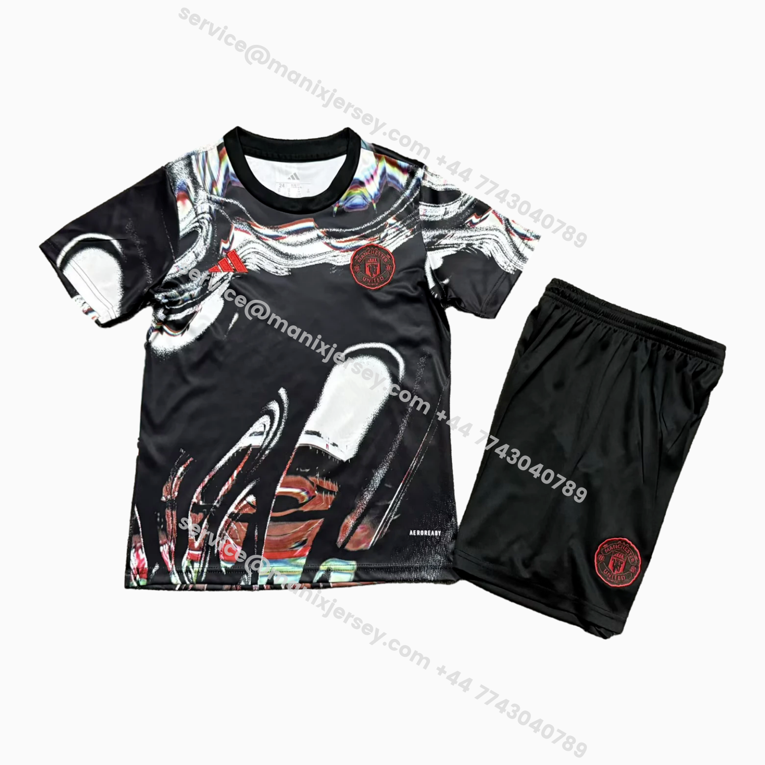 ManixJersey.com | Manchester United 25-26 Ripples Black Special Kids Kit -Customize Name, Number and Patch | Worldwide Shipping
