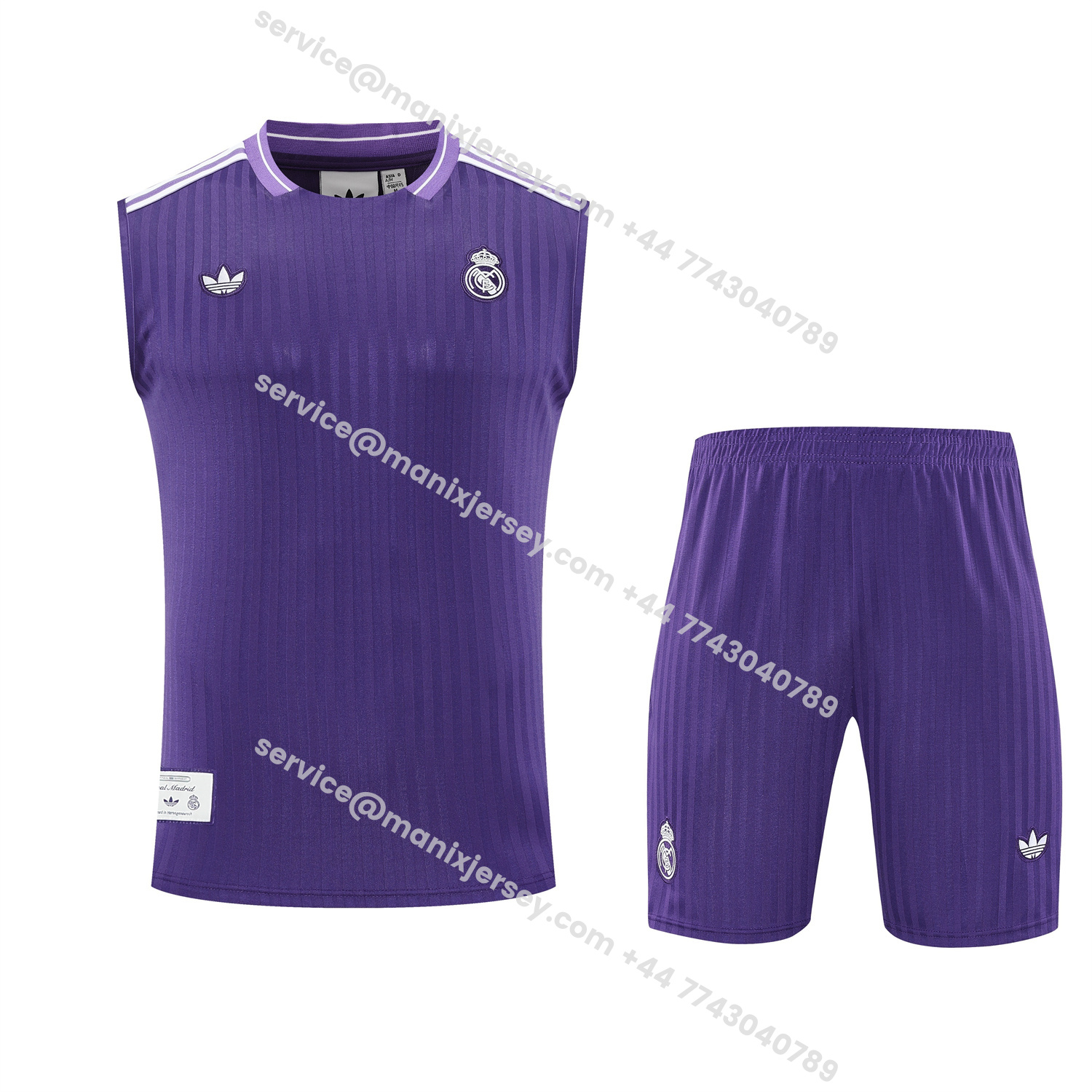 ManixJersey.com | Real Madrid 25-26 Vest Training Set - Pure Purple Vest & Purple Shorts -Customize Name, Number and Patch | Worldwide Shipping