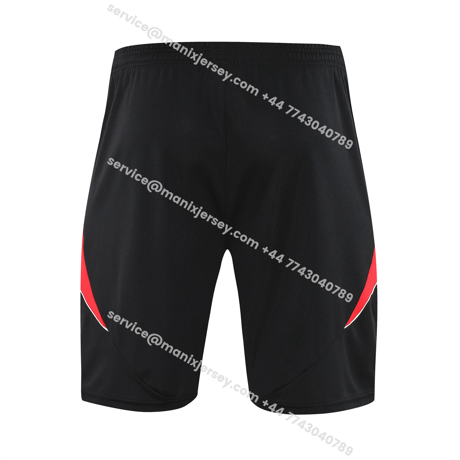 ManixJersey.com | Manchester United 25-26 Short-Sleeve Training Set - Red Edge White Top & Black Shorts -Customize Name, Number and Patch | Worldwide Shipping