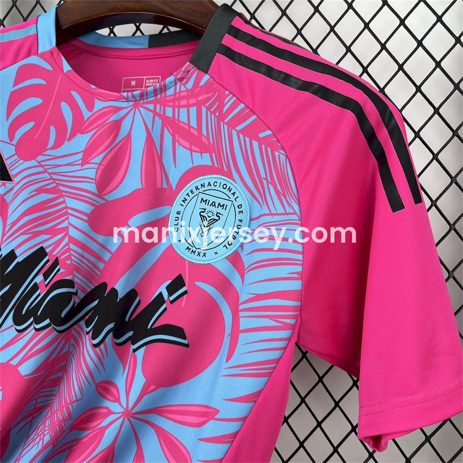 ManixJersey.com | INT M.A.M 25-26 Pink & Blue Coconut Tree Leaves Jersey - Fans Version -Customize Name, Number and Patch | Worldwide Shipping