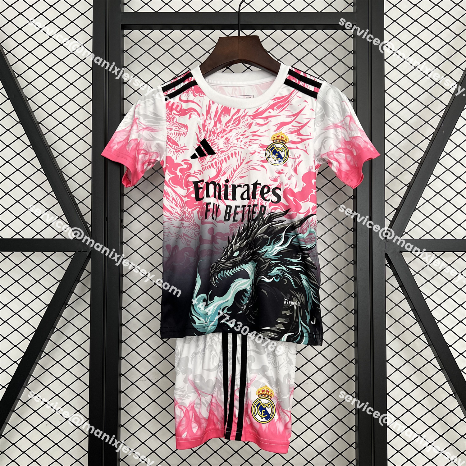 ManixJersey.com | Real Madrid 25-26 Dragon Pink And Black Special Kids Kit -Customize Name, Number and Patch | Worldwide Shipping