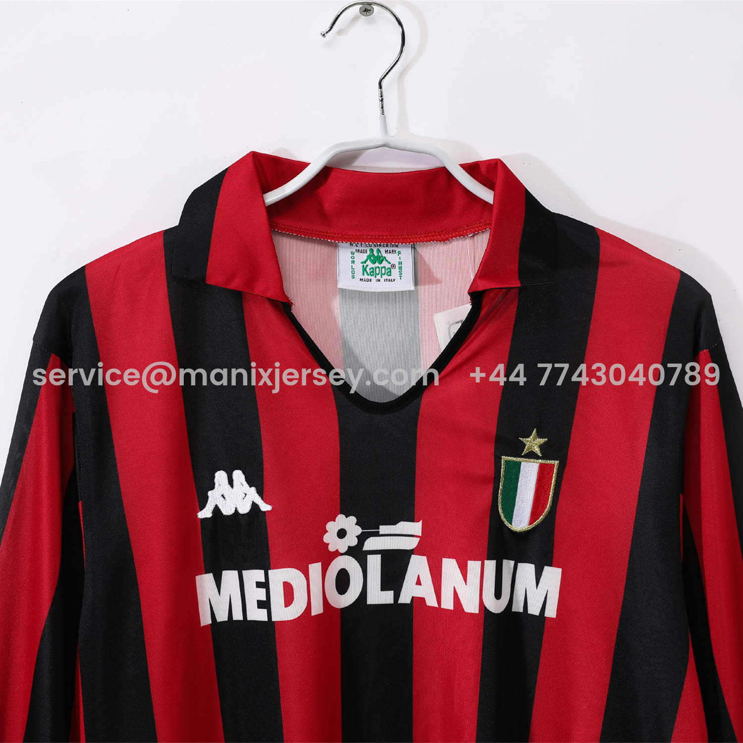 ManixJersey.com | Retro AC Milan 1988-89 Home Long Sleeves Jersey -Customize Name, Number and Patch | Worldwide Shipping