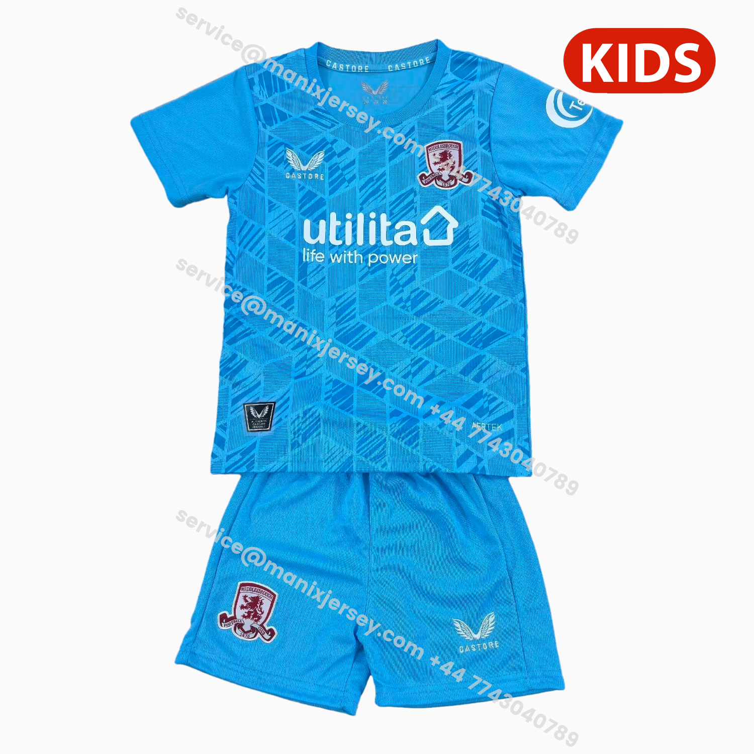 ManixJersey.com | Middlesbrough 25-26 Third Blue Kids Kit -Customize Name, Number and Patch | Worldwide Shipping