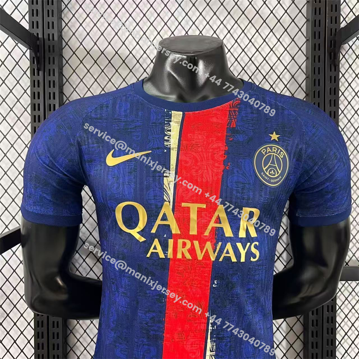 ManixJersey.com | Paris Saint-Germain PSG 25-26 Red Slash Blue Special Jersey - Player Version -Customize Name, Number and Patch | Worldwide Shipping