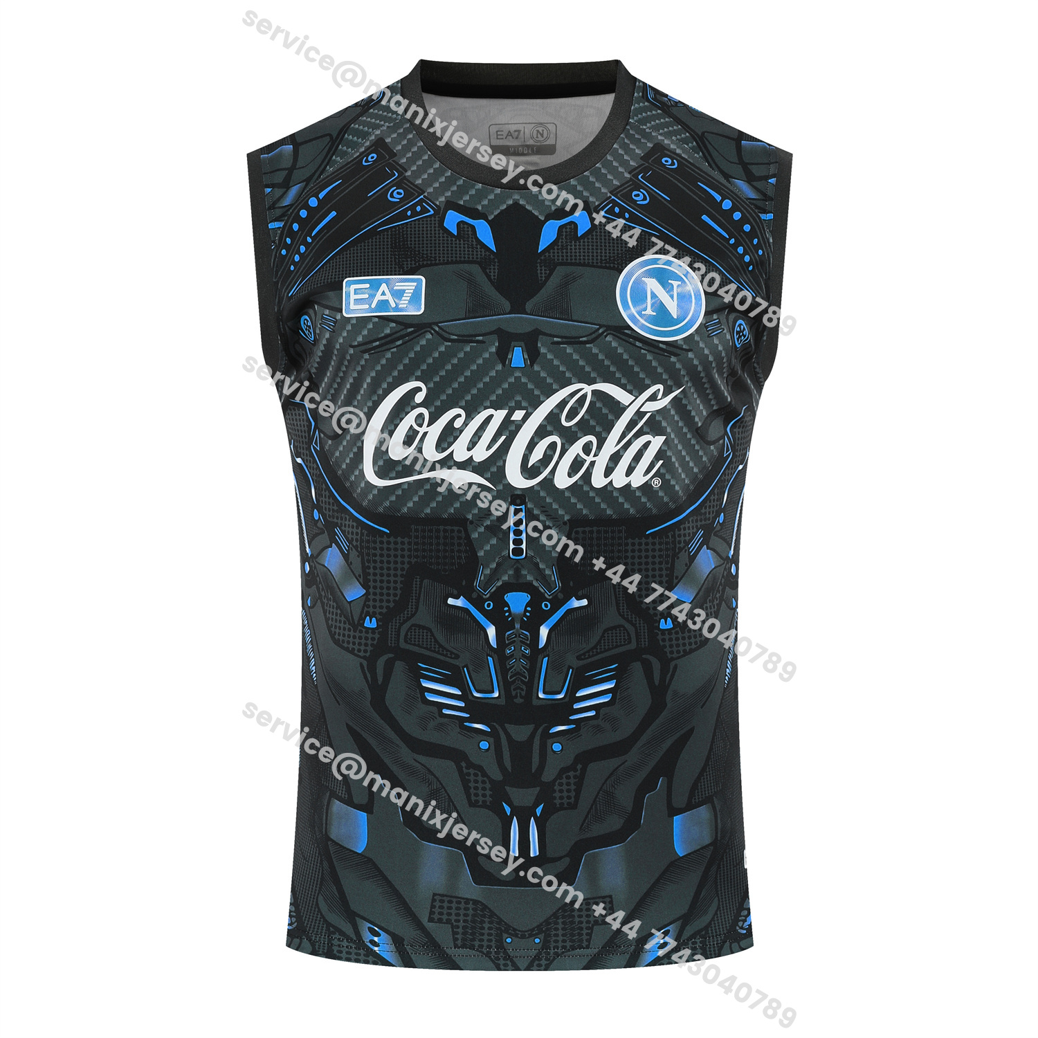 ManixJersey.com | Napoli 25-26 Vest Training Set - Black Mecha Vest & Black Shorts -Customize Name, Number and Patch | Worldwide Shipping