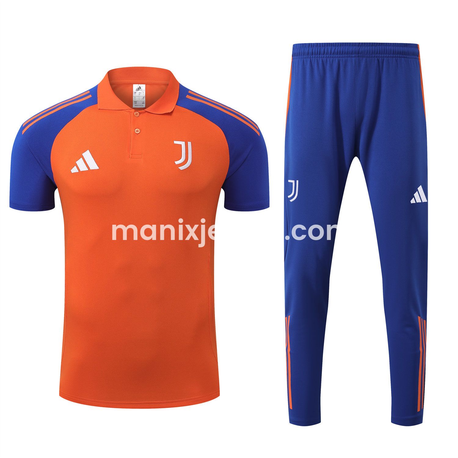 ManixJersey.com | Juventus 25-26 POLO Short-Sleeve Training Set - Orange Top and Blue Pants -Customize Name, Number and Patch | Worldwide Shipping