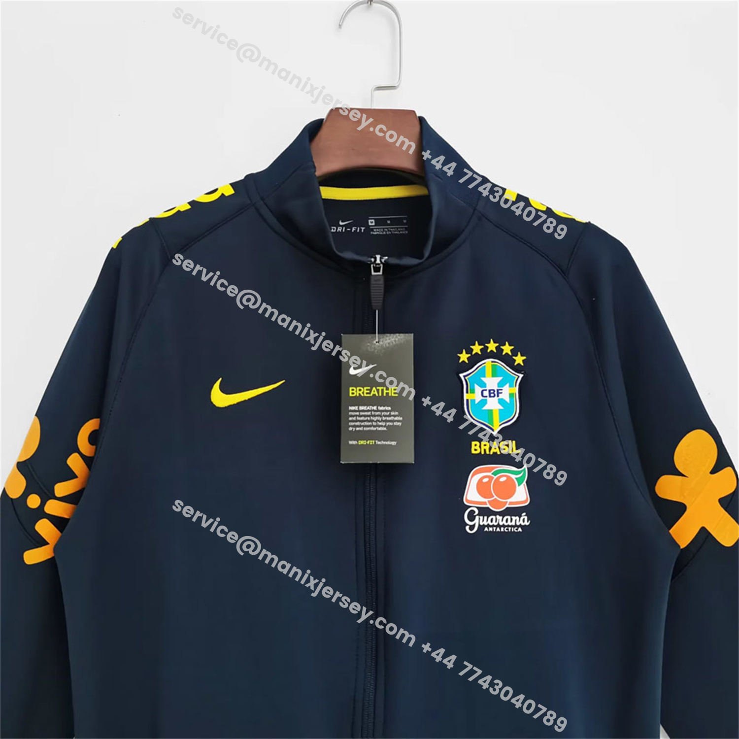 ManixJersey.com | Retro Brazil 2022 Dark Blue Windbreaker -Customize Name, Number and Patch | Worldwide Shipping