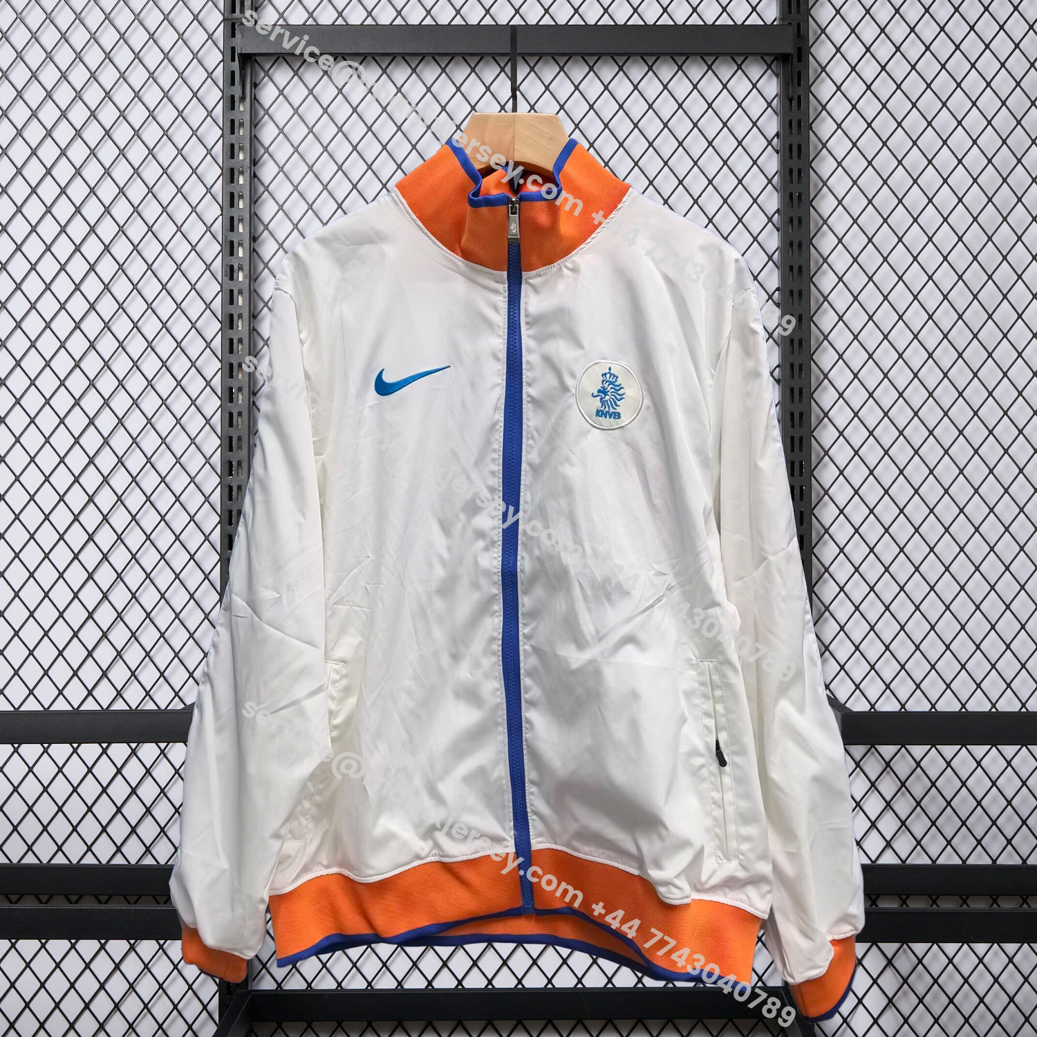 ManixJersey.com | Netherlands 25-26 Windbreaker Jacket - Orange And White -Customize Name, Number and Patch | Worldwide Shipping
