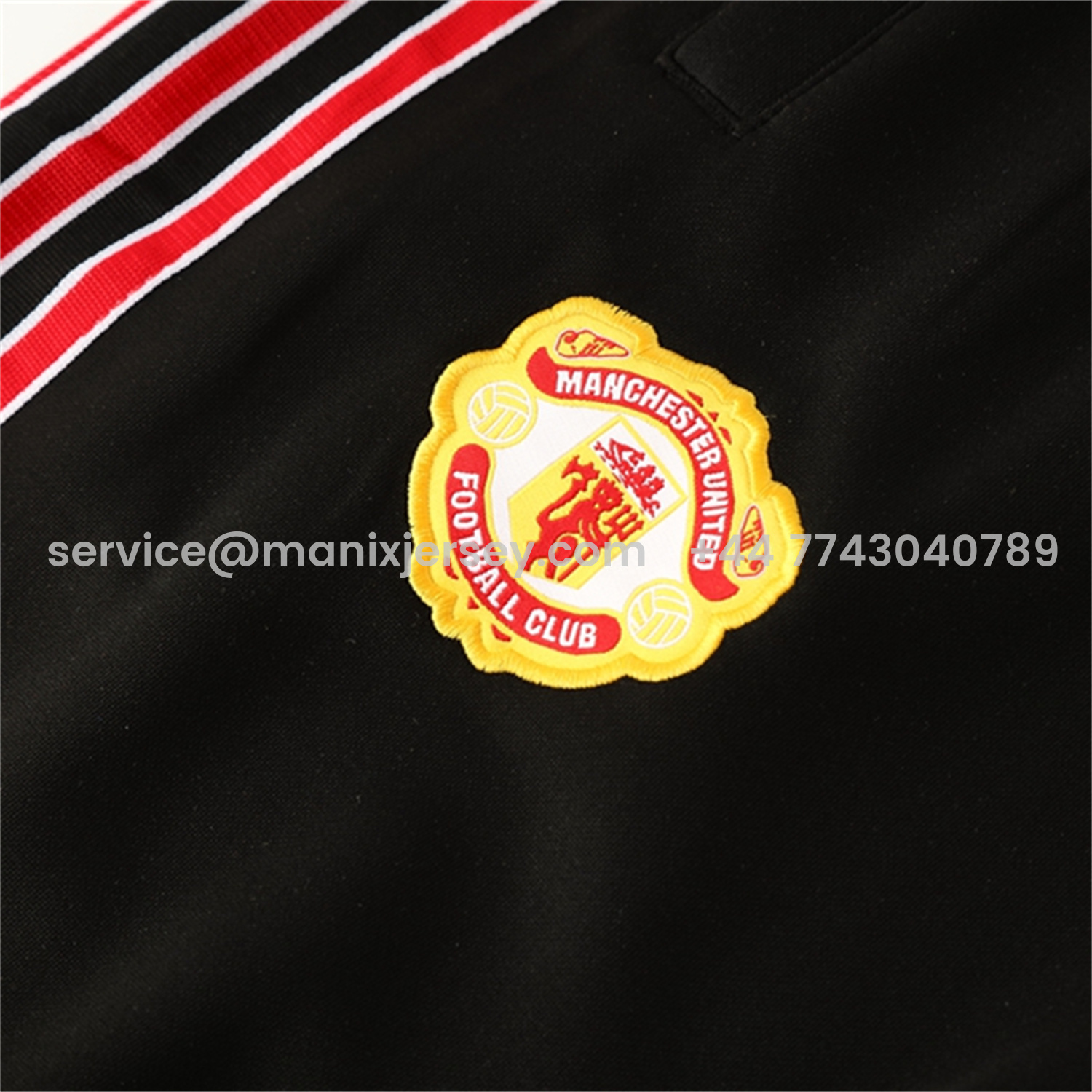 ManixJersey.com | Manchester United 25-26 Bring Back 1991 Jacket Training Tracksuit - Black and Red -Customize Name, Number and Patch | Worldwide Shipping