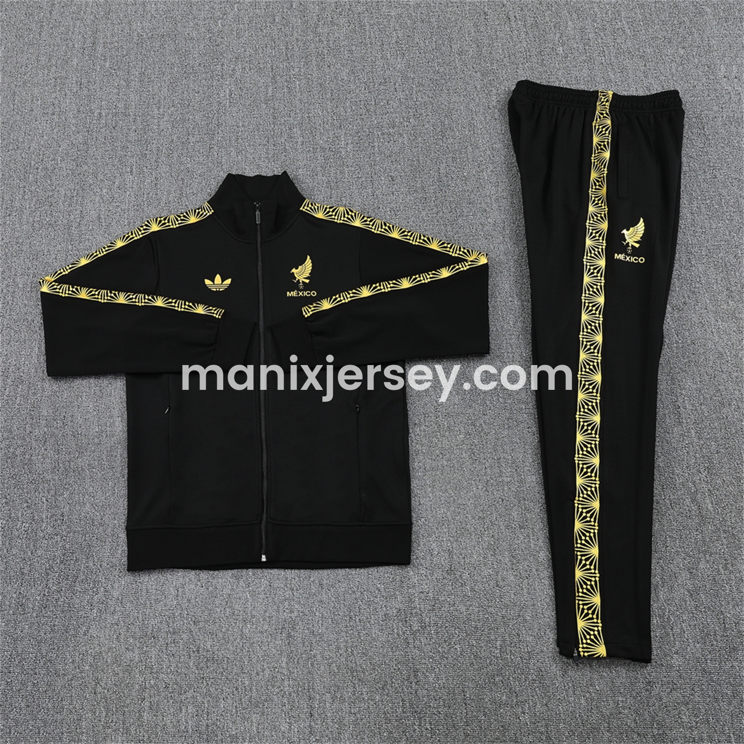 ManixJersey.com | Kids Mexico 2025 Gold Cup Kids Jacket Training Tracksuit - Black Top & Pants -Customize Name, Number and Patch | Worldwide Shipping