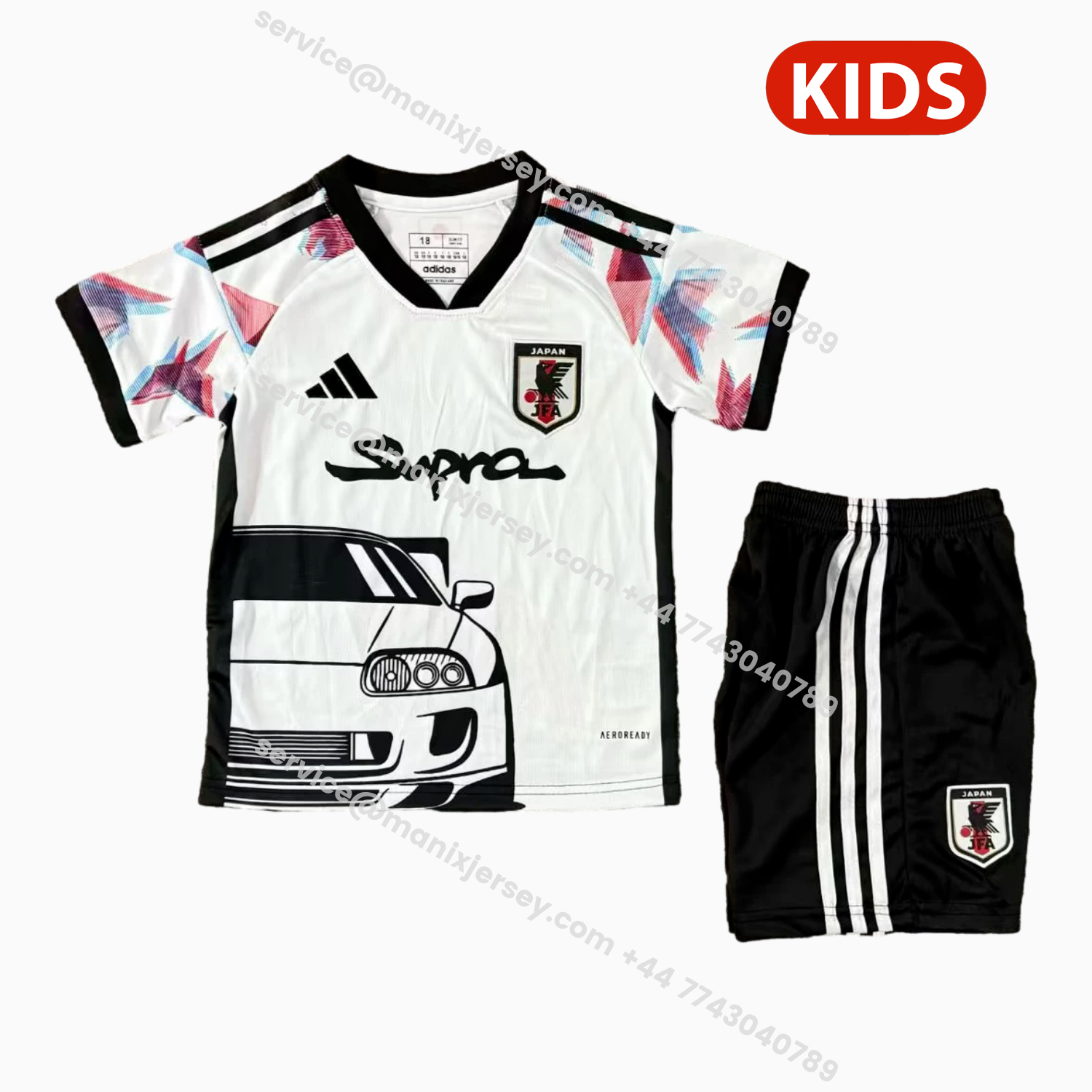 ManixJersey.com | Japan 25-26 Black Car White Special Kids Kit -Customize Name, Number and Patch | Worldwide Shipping
