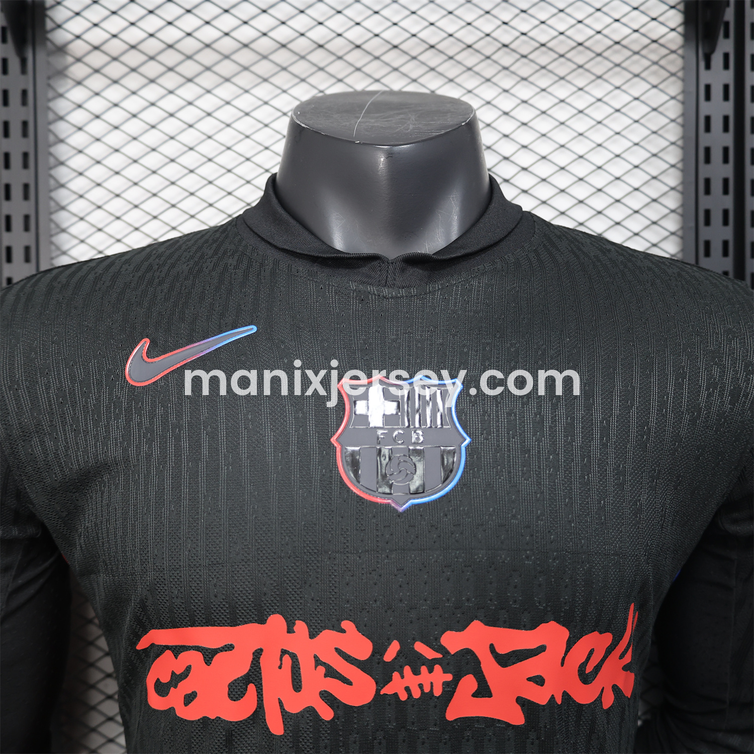 ManixJersey.com | Barcelona x Travis Scott 24-25 Away Black Long Sleeves Jersey - Player Version -Customize Name, Number and Patch | Worldwide Shipping