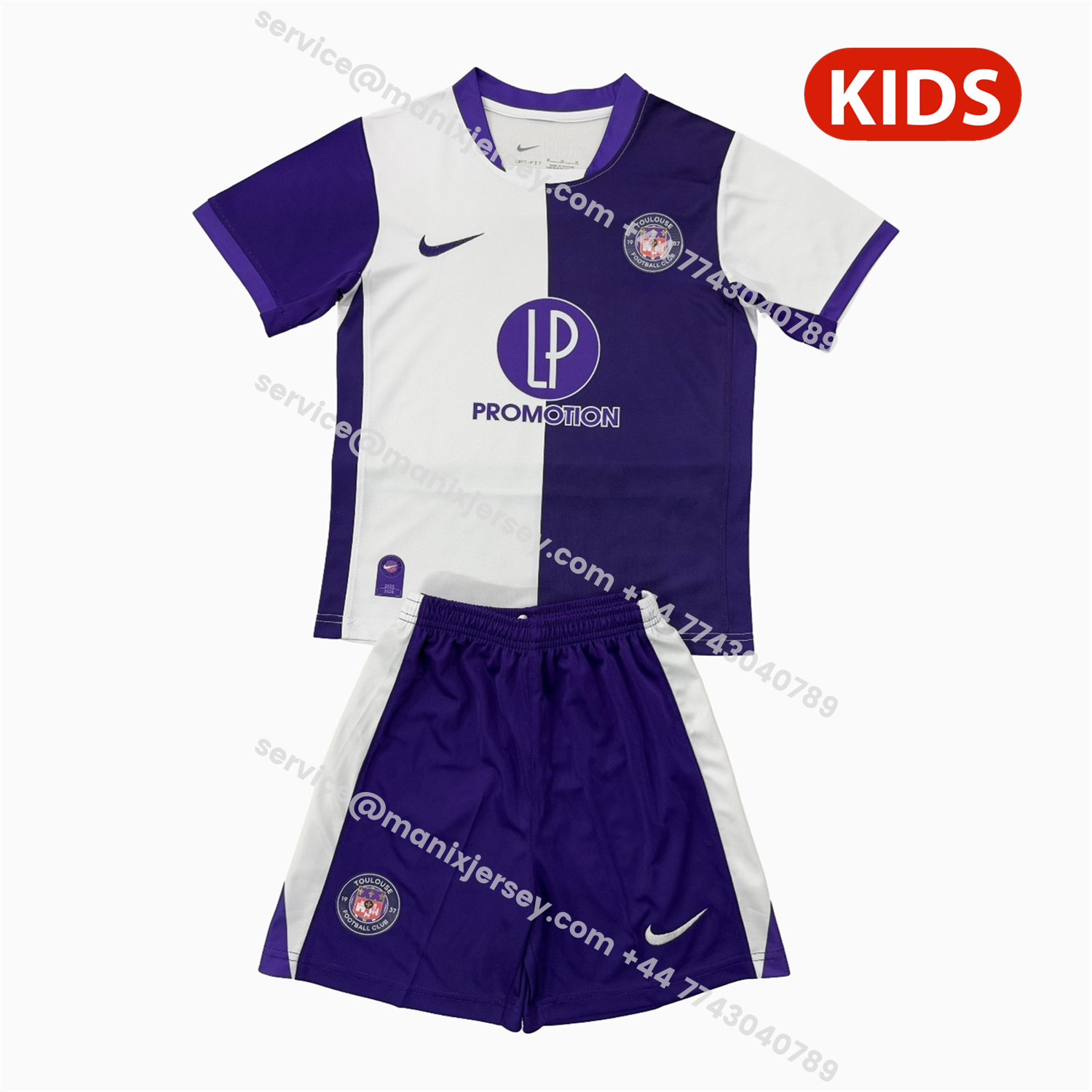 ManixJersey.com | Toulouse FC 25-26 Home Kids Kit -Customize Name, Number and Patch | Worldwide Shipping