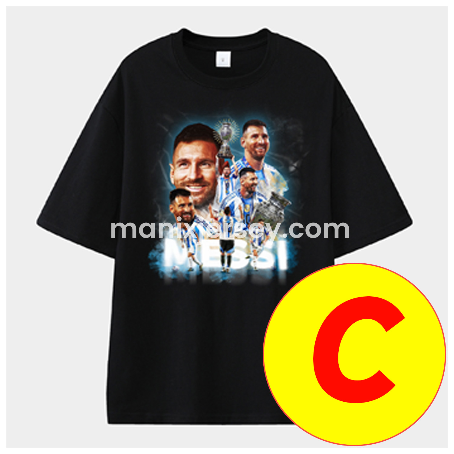 ManixJersey.com | Messi GOAT Argentina Barcelona INT M.A.M Unisex Pure Cotton T-shirt -Customize Name, Number and Patch | Worldwide Shipping