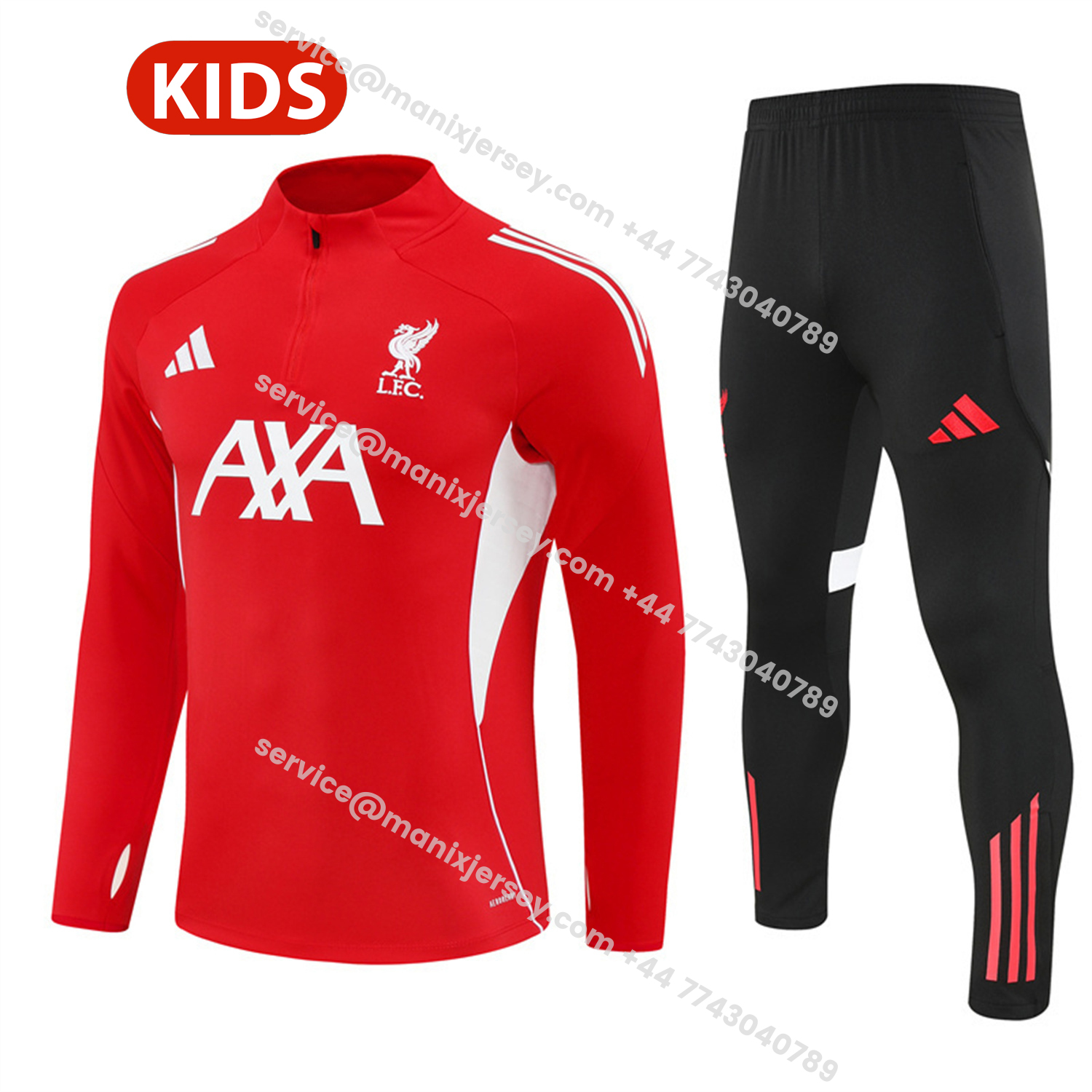 ManixJersey.com | Liver.pool 25-26 Kids Long Sleeve Training Set - Red Top & Black Pants -Customize Name, Number and Patch | Worldwide Shipping