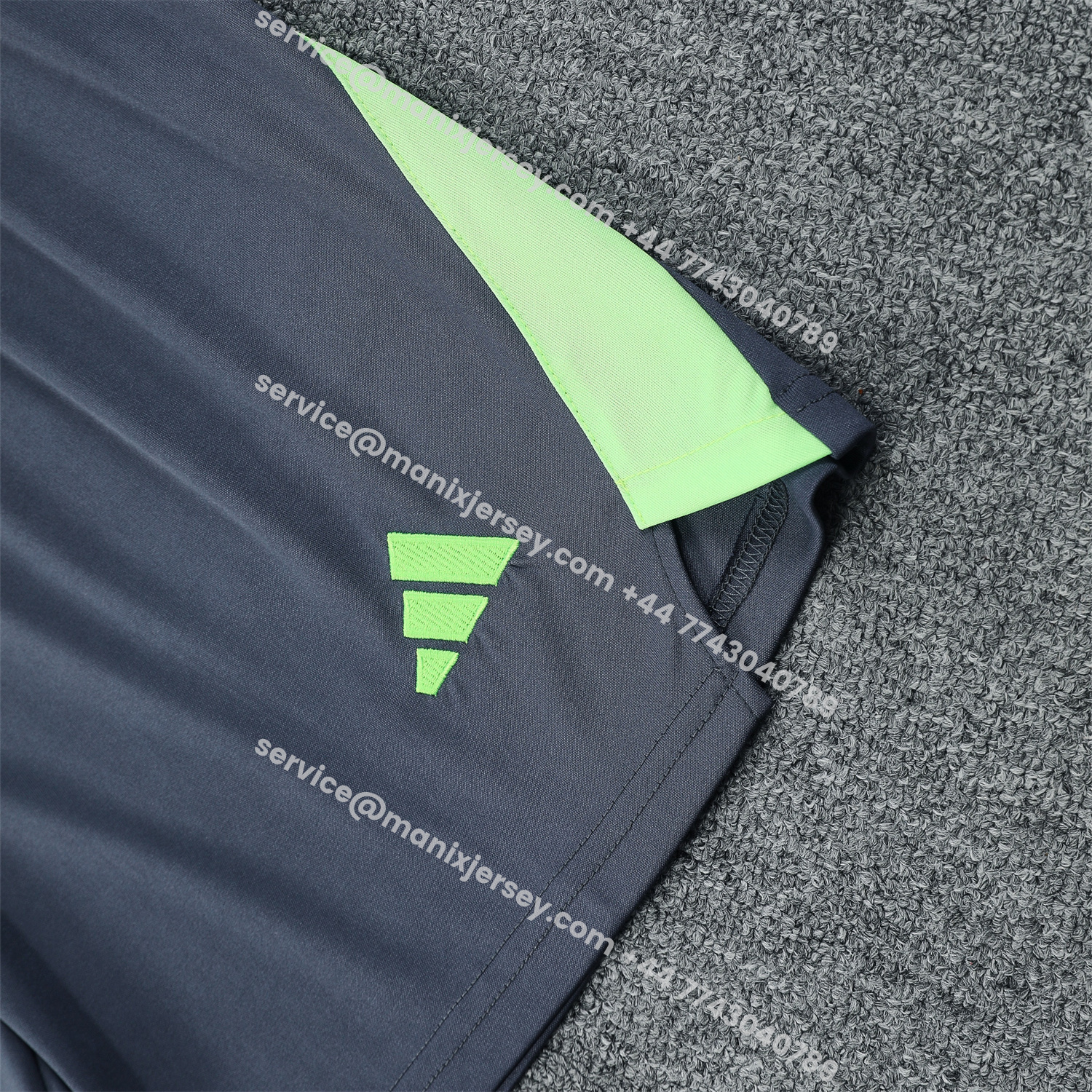 ManixJersey.com | Real Madrid 25-26 Short-Sleeve Training Set - Deep Gray Top & Gray Shorts -Customize Name, Number and Patch | Worldwide Shipping