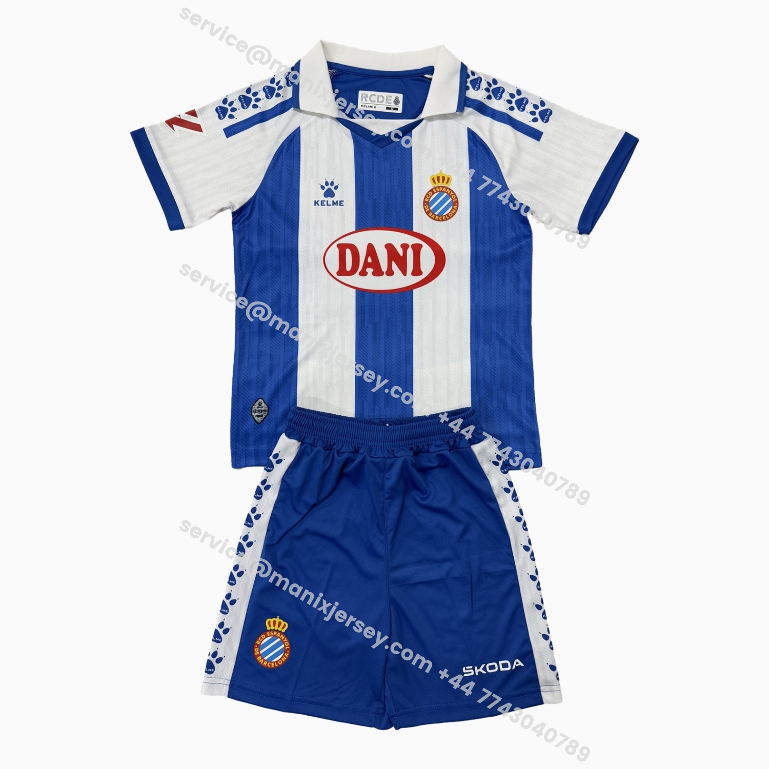 ManixJersey.com | RCD Espanyol 25-26 Home Kids Kit -Customize Name, Number and Patch | Worldwide Shipping