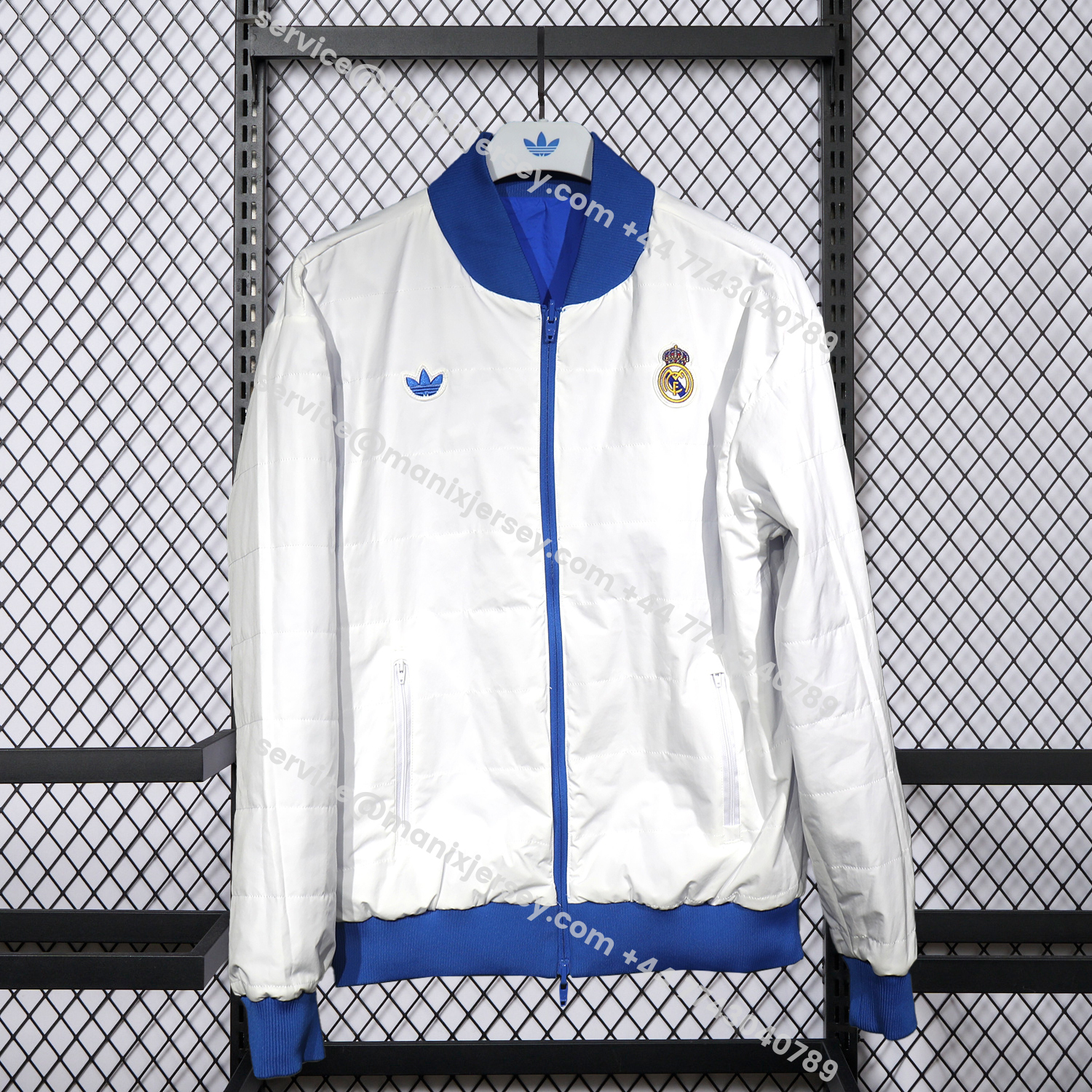 ManixJersey.com | Real Madrid 25-26 Double Sided Reversible Windbreaker - Blue & White -Customize Name, Number and Patch | Worldwide Shipping