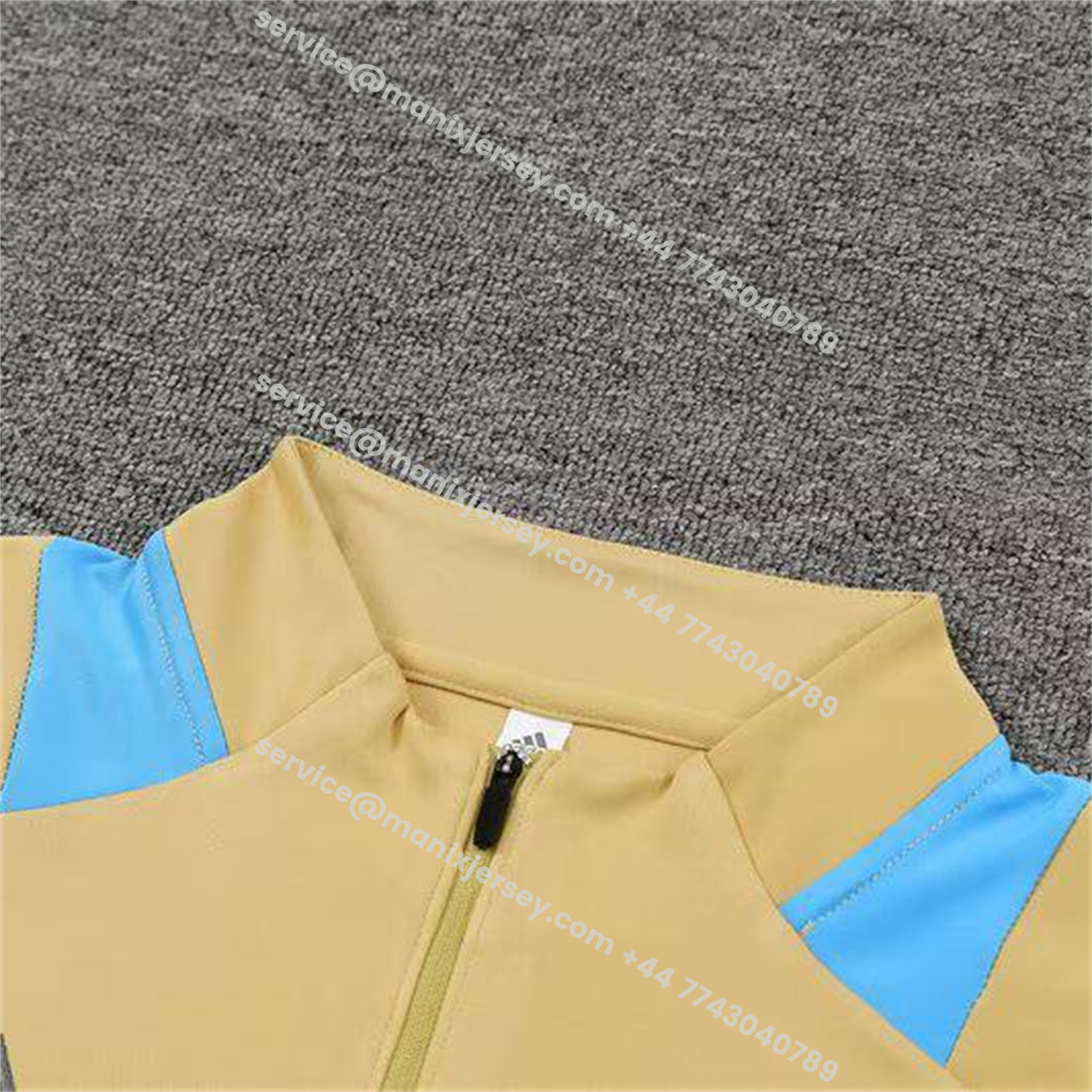 ManixJersey.com | Argentina 25-26 Long Sleeve Training Set - Gold Top and Grey Pants -Customize Name, Number and Patch | Worldwide Shipping