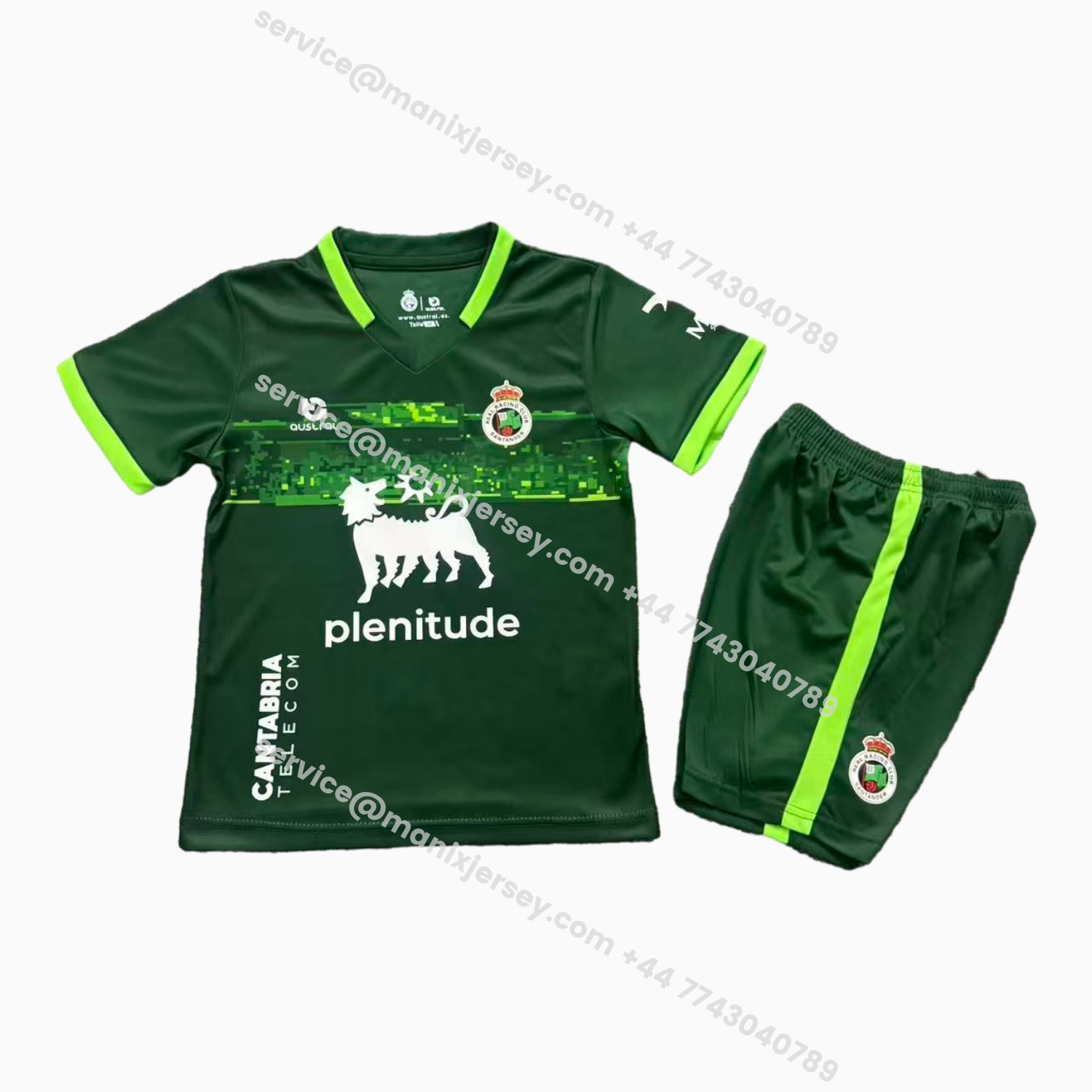 ManixJersey.com | Racing de Santander 25-26 Away Green Kids Kit -Customize Name, Number and Patch | Worldwide Shipping