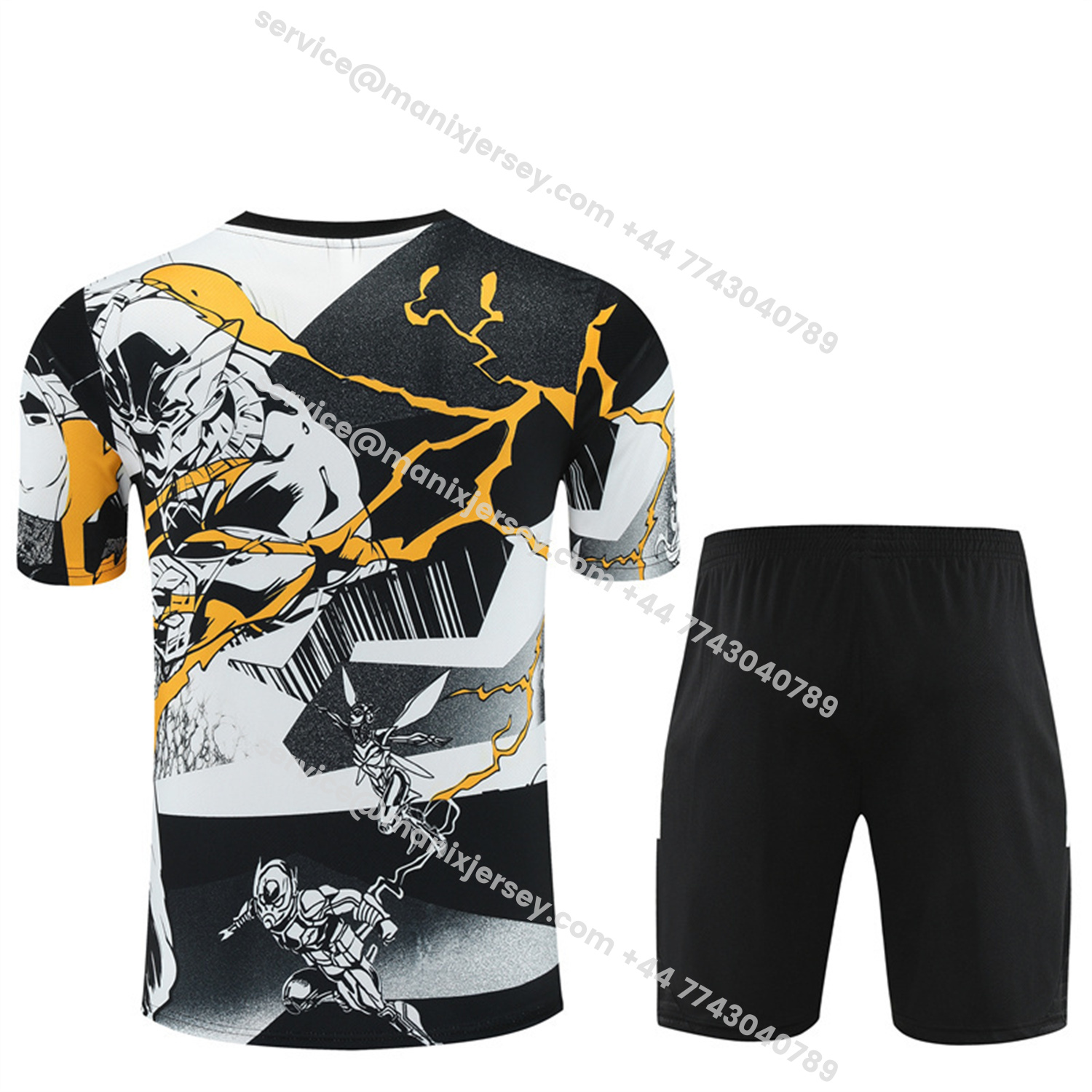 ManixJersey.com | Real Madrid 25-26 Thunder Comics Short-Sleeve Training Set - Comic Pattern Top & Shorts -Customize Name, Number and Patch | Worldwide Shipping