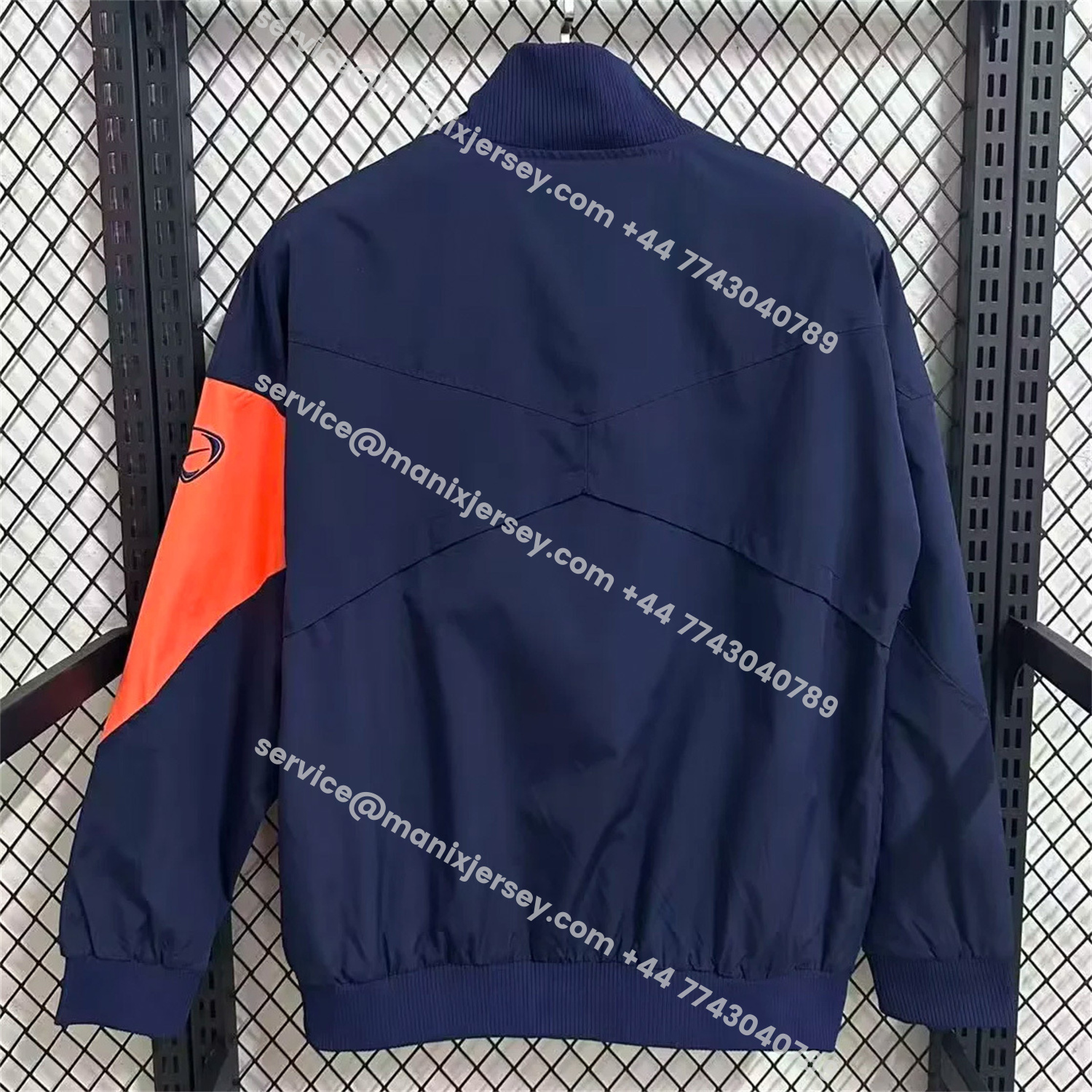 ManixJersey.com | Barcelona 25-26 Windbreaker Jacket - Dark Blue And Orange -Customize Name, Number and Patch | Worldwide Shipping