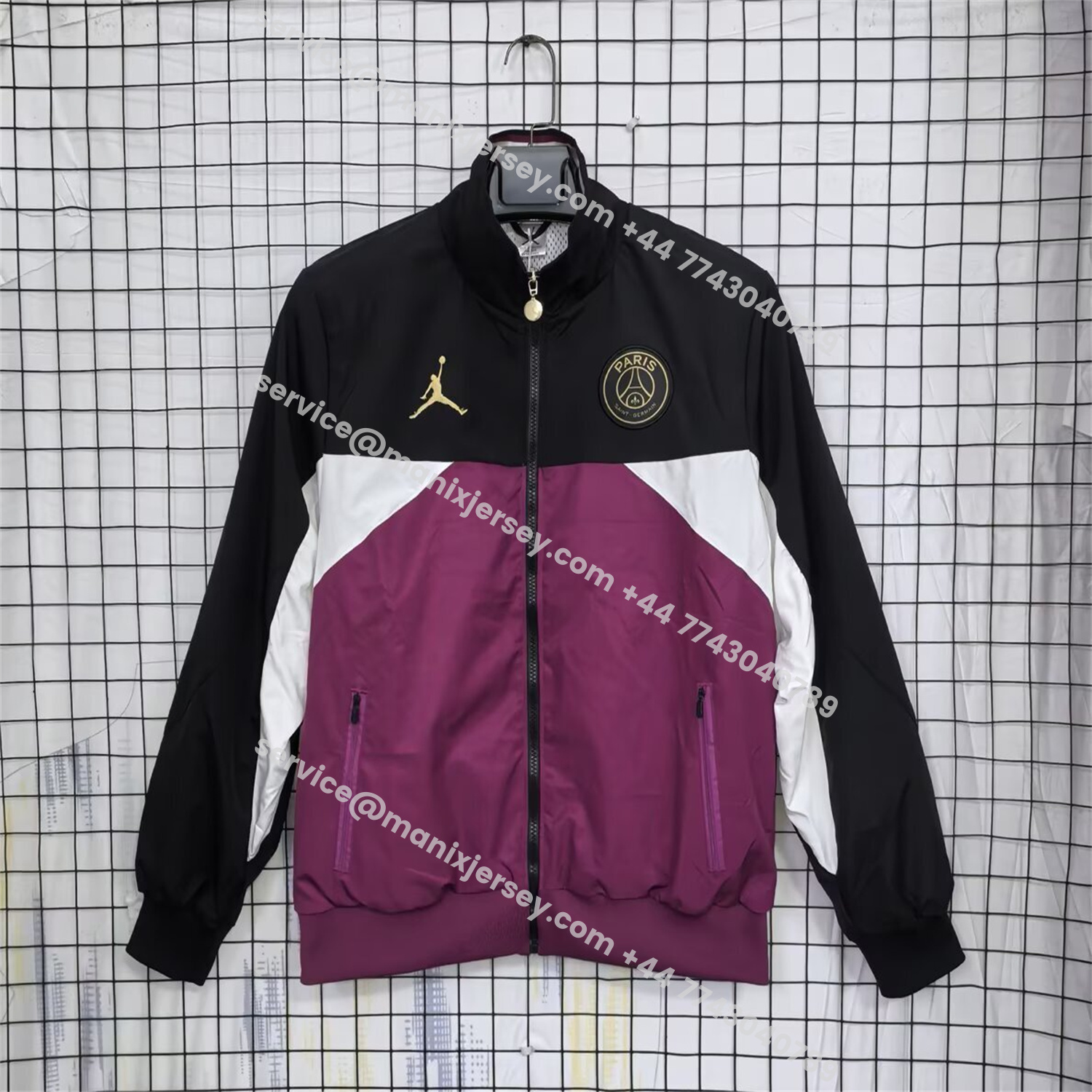 ManixJersey.com | Paris Saint-Germain PSG 25-26 Windbreaker Jacket - Purple And Black -Customize Name, Number and Patch | Worldwide Shipping