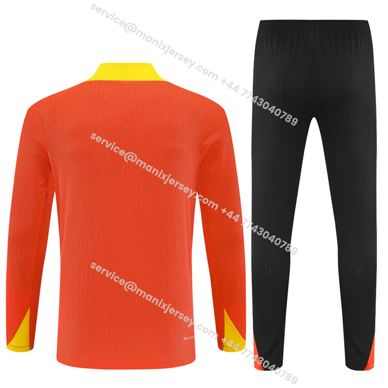 ManixJersey.com | Brazil 25-26 Kids Long Sleeve Training Set - Player Version - Orange Top and Black Pants -Customize Name, Number and Patch | Worldwide Shipping