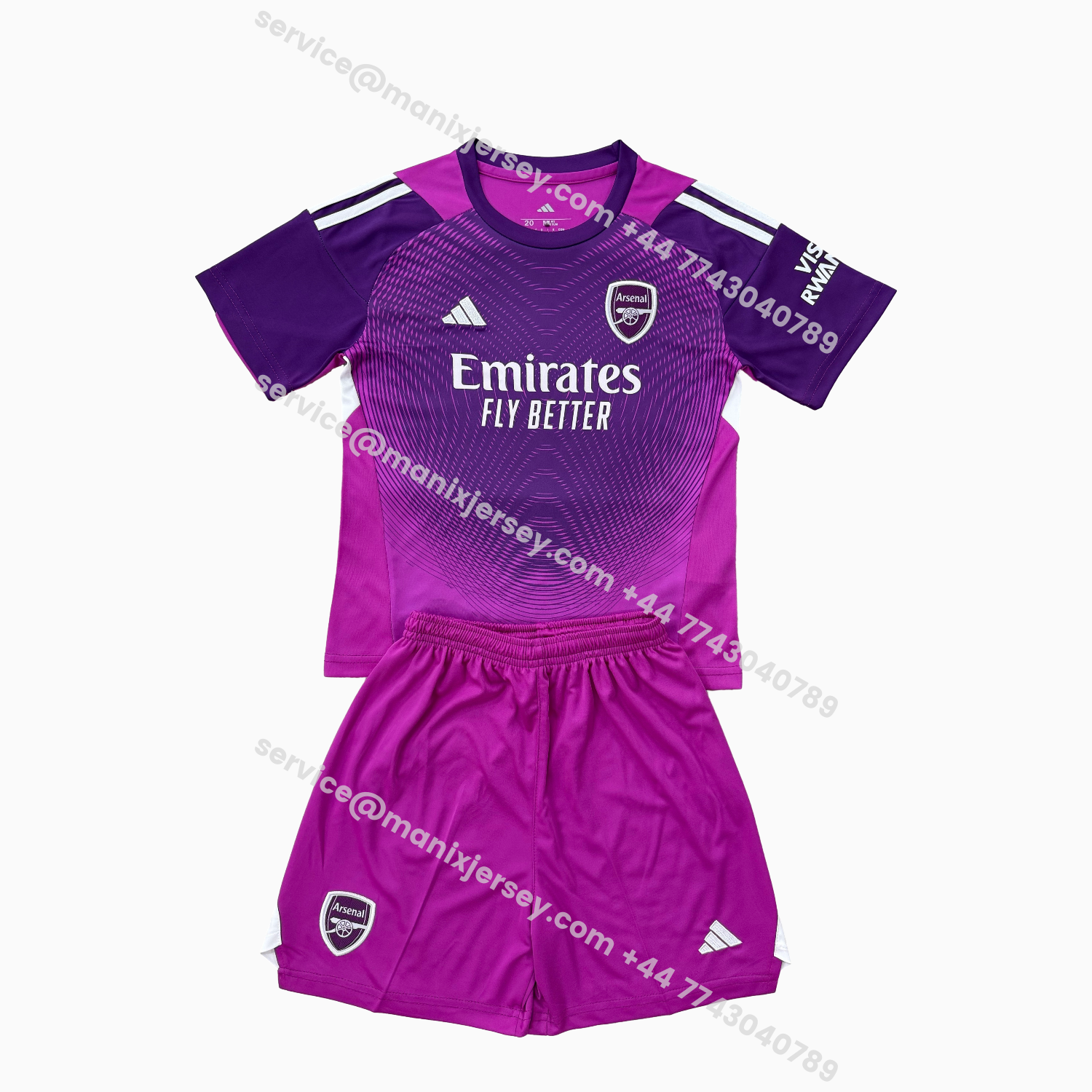 ManixJersey.com | Arsenal 25-26 Purple Goalkeeper Men's Adult Jersey Set - Fans Version -Customize Name, Number and Patch | Worldwide Shipping