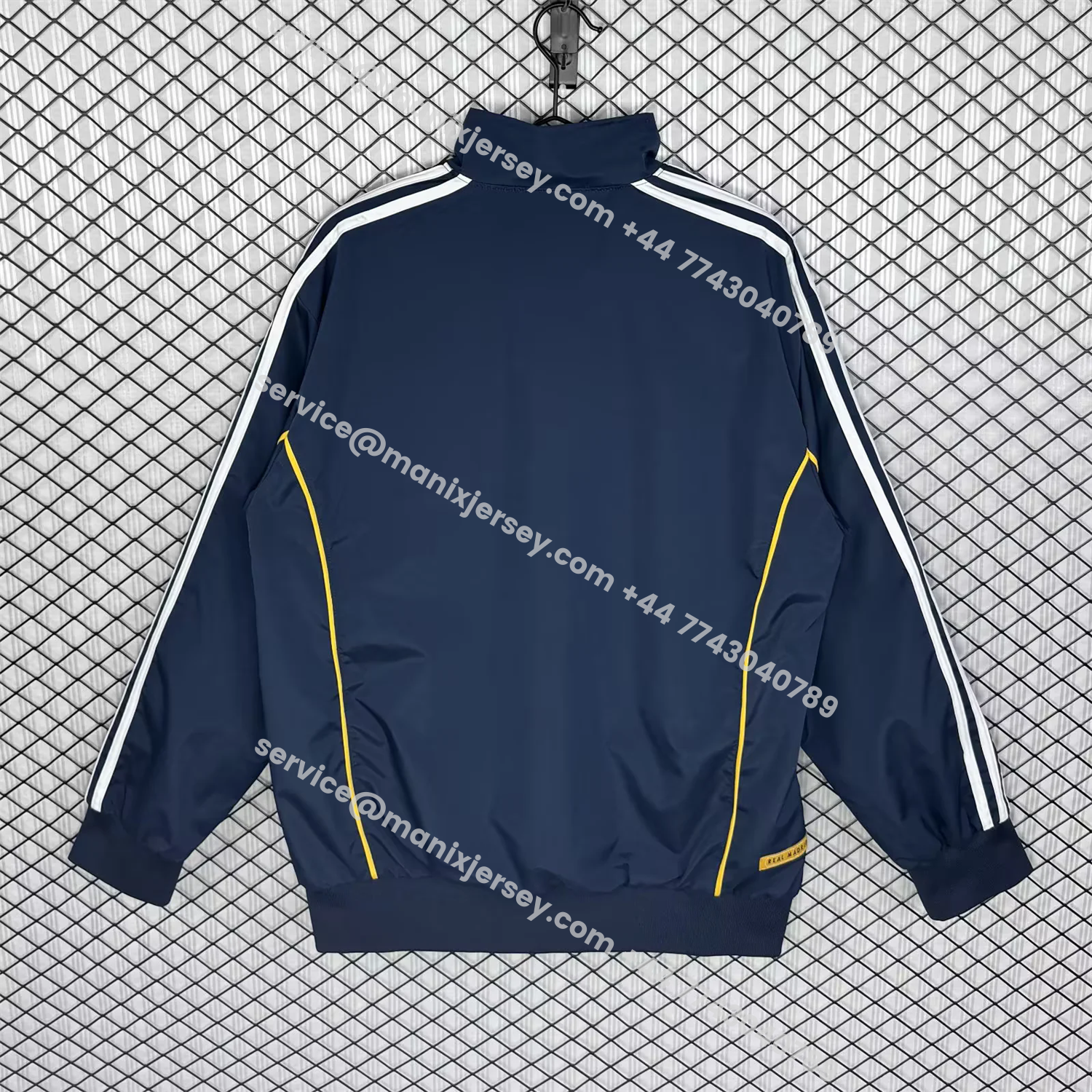 ManixJersey.com | Retro Real Madrid 1998-99 Third Windbreaker Jacket - Blue -Customize Name, Number and Patch | Worldwide Shipping