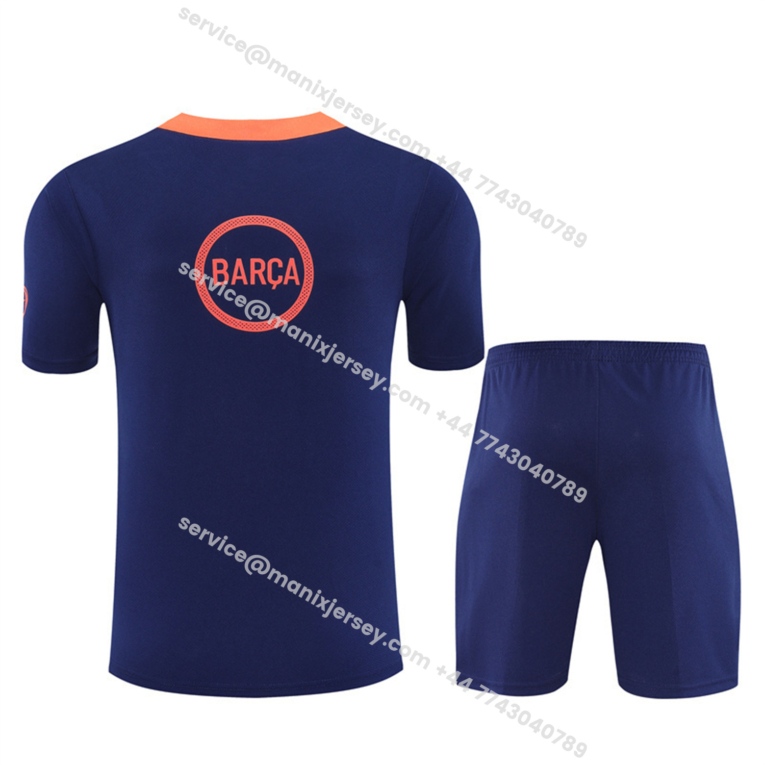 ManixJersey.com | Barcelona 25-26 Kids Short-Sleeve Training Set - Red Blue Line Top & Blue Shorts -Customize Name, Number and Patch | Worldwide Shipping